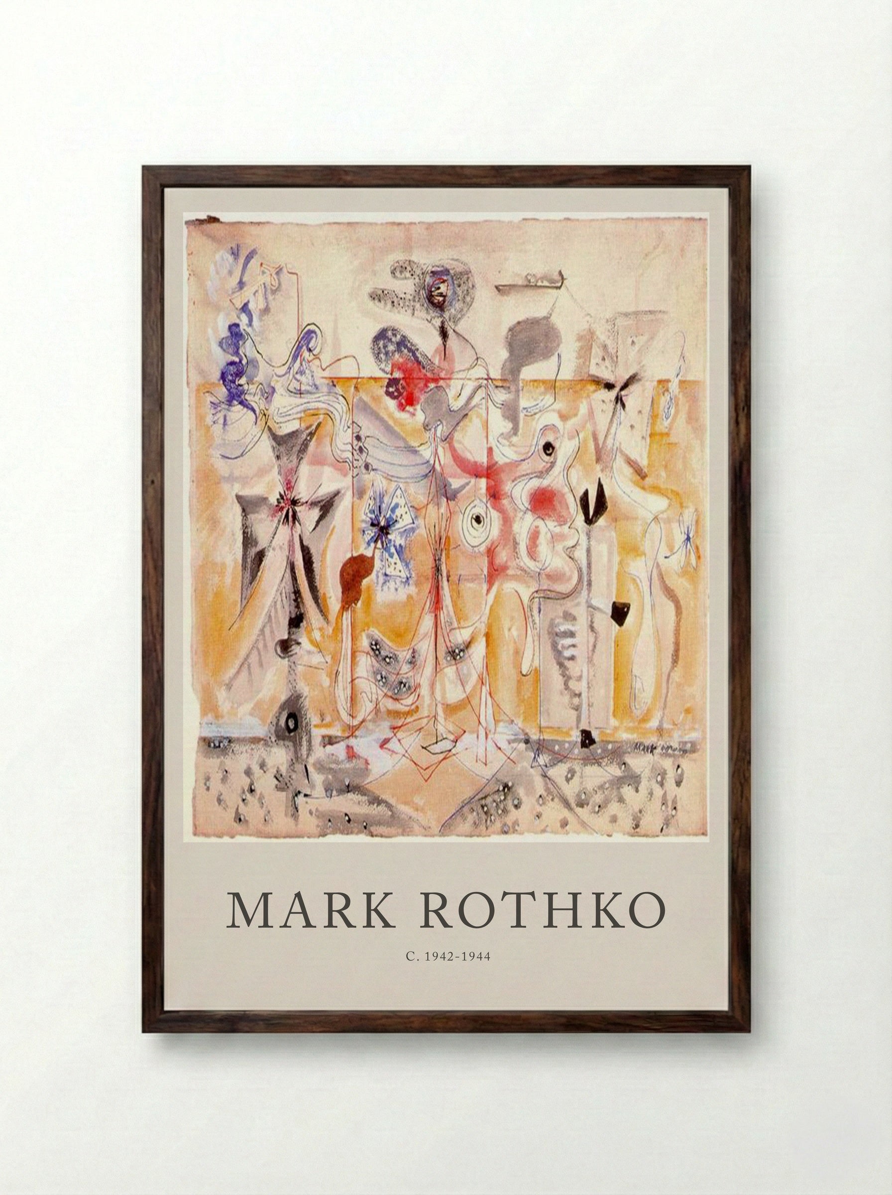 Untitled (Biomorphic Composition) - Mark Rothko - Framed Print Dark Wood