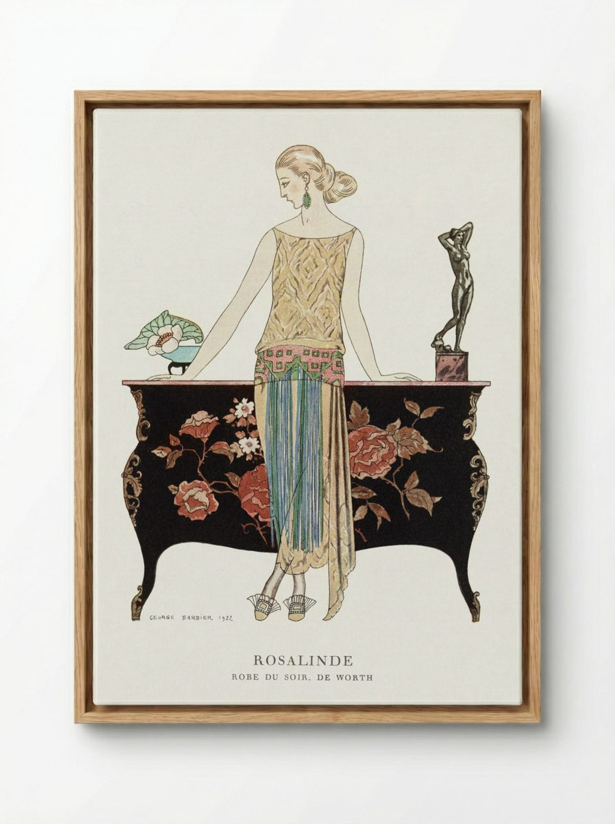 Rosalinde, Robe du Soir, de Worth - George Barbier - Framed Canvas Wood