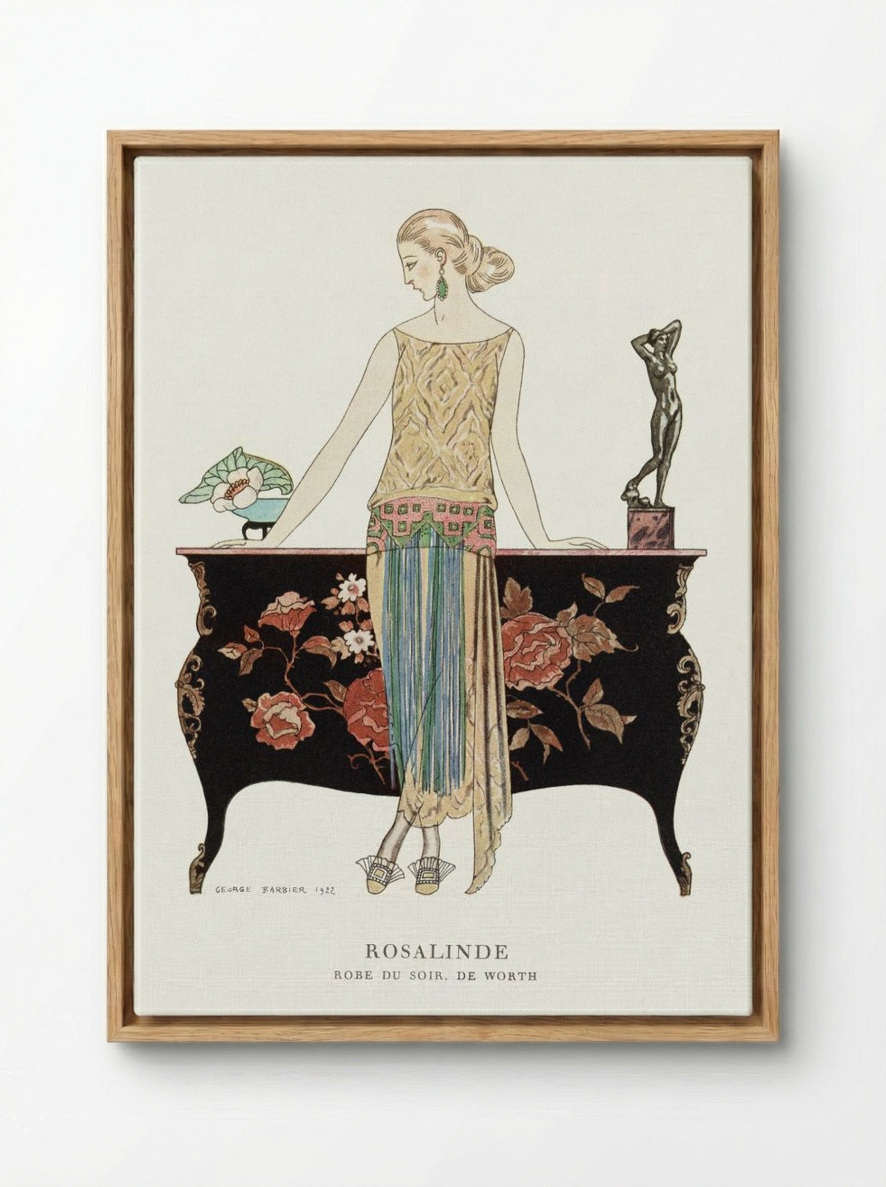 Rosalinde, Robe du Soir, de Worth - George Barbier - Framed Canvas Wood