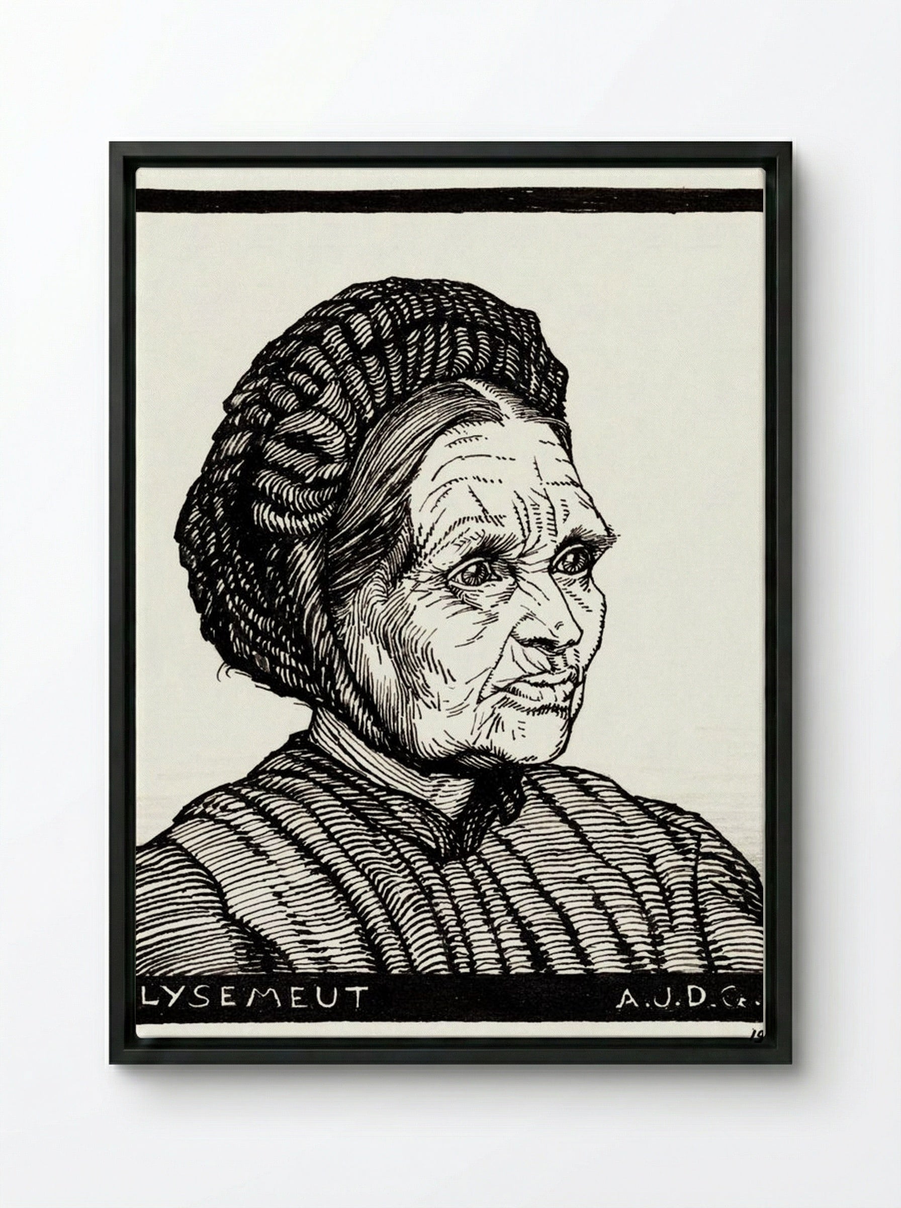 Portrait of Lysemeut, Laren Farmer's Wife - Julie de Graag - Framed Canvas Black