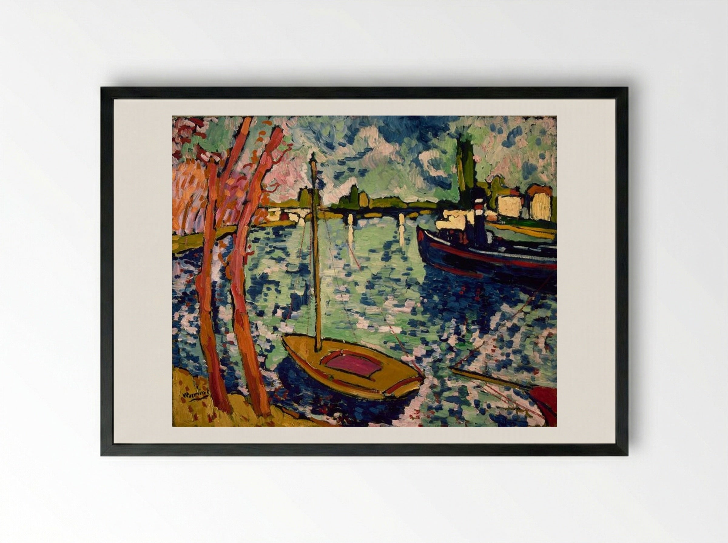 The River Seine at Chatou - Maurice de Vlaminck - Framed Print Black
