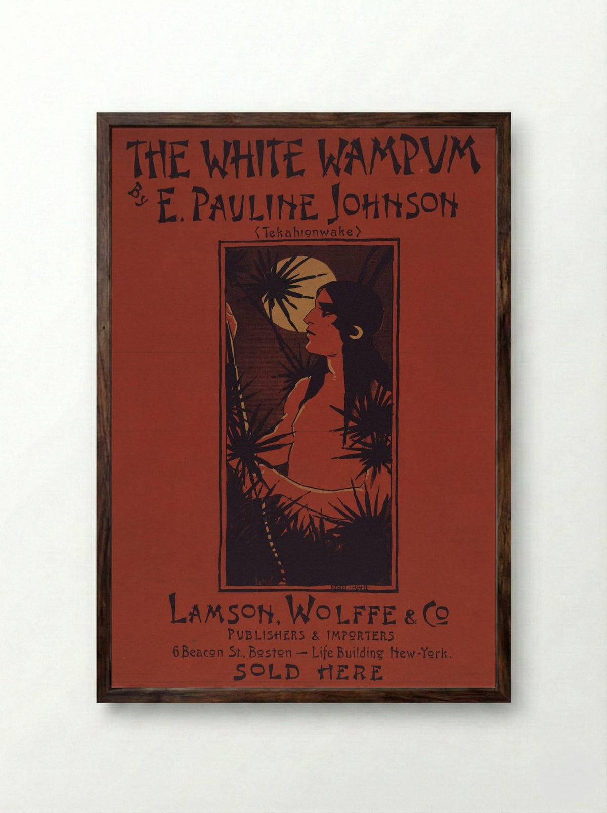 The White Wampum - E. Pauline Johnson - Framed Print Dark Wood