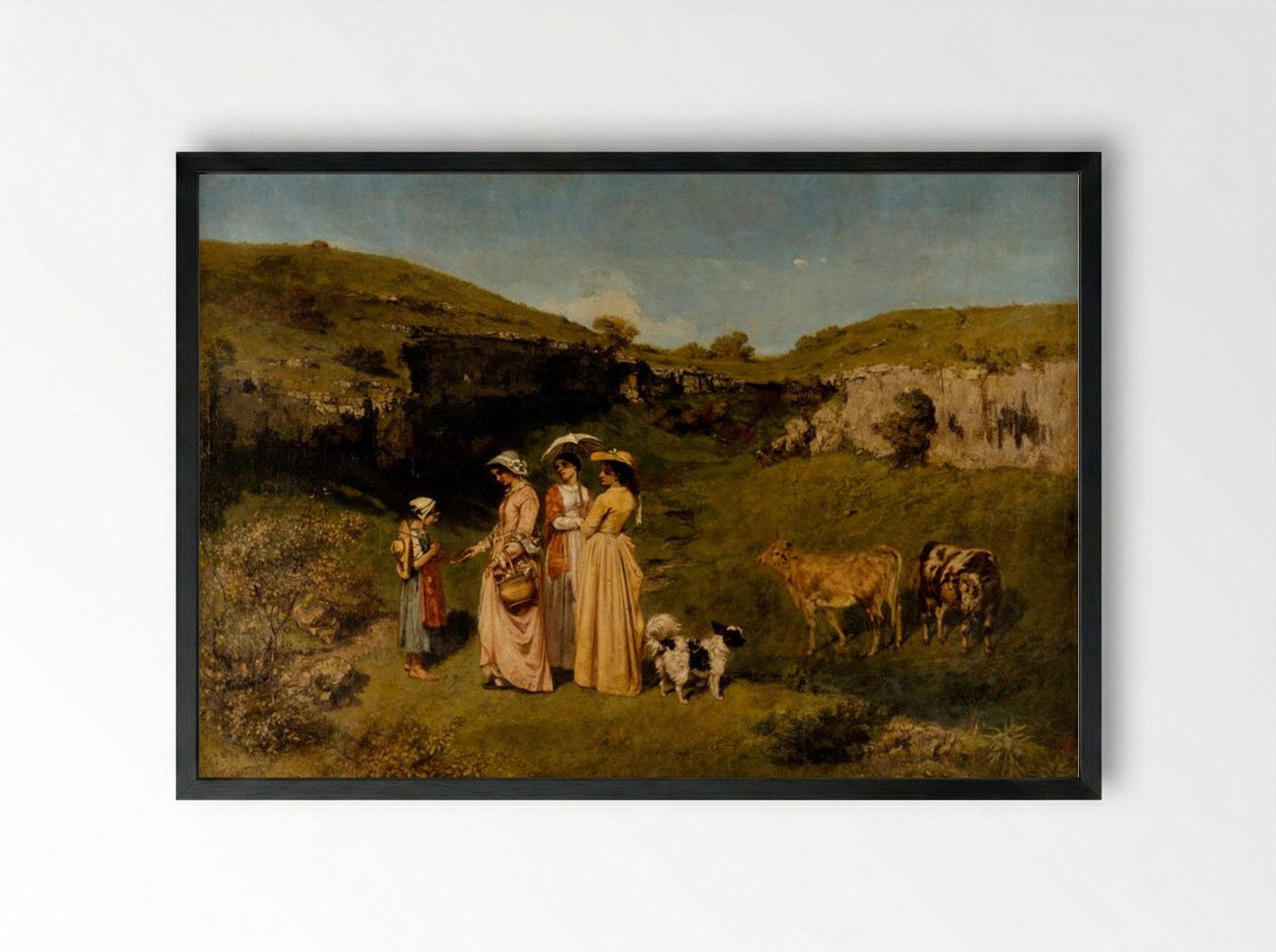 Young Ladies of the Village - Gustave Courbet - Framed Print Black