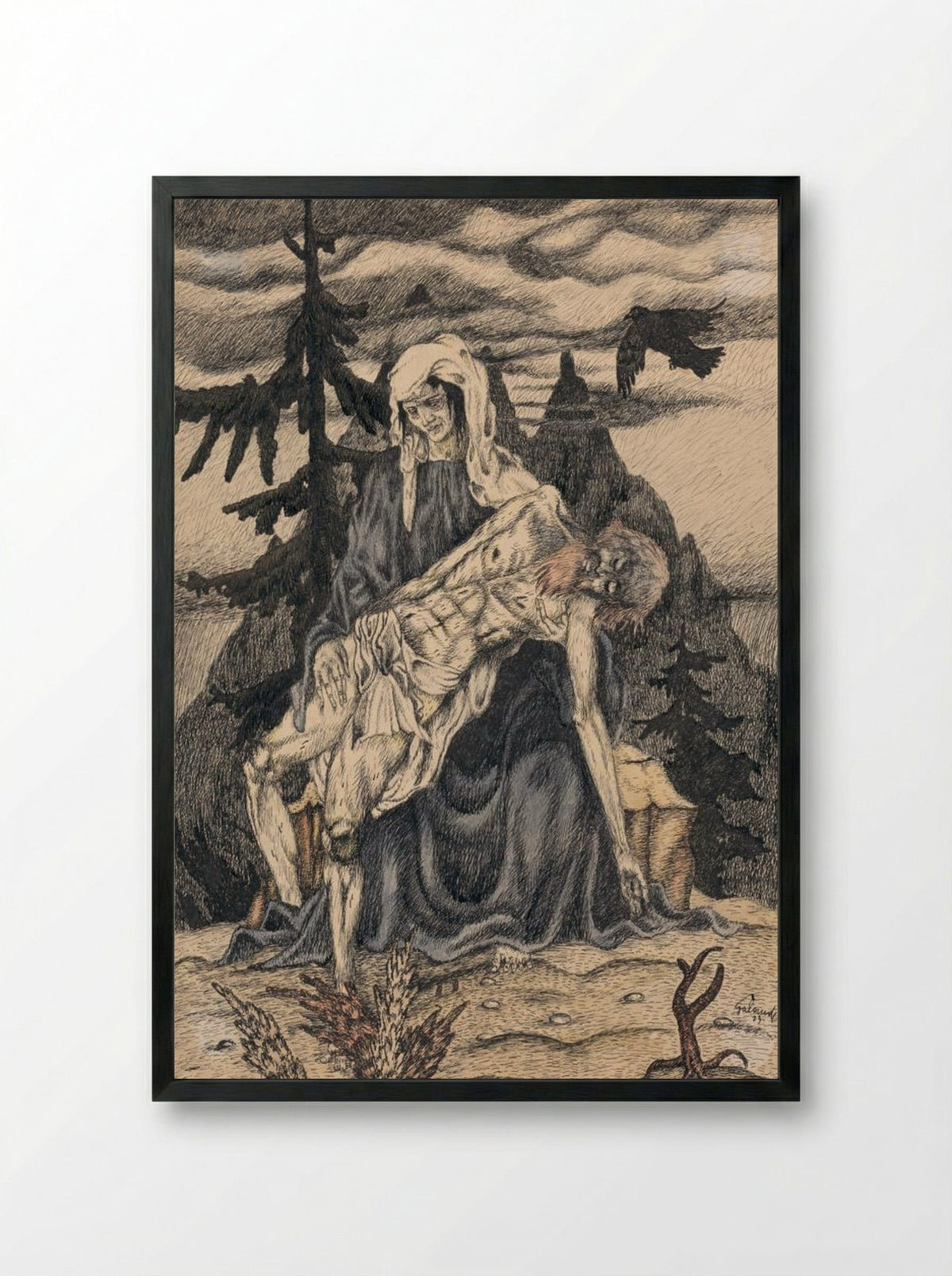 Pieta - Mikuláš Galanda - Framed Print Black