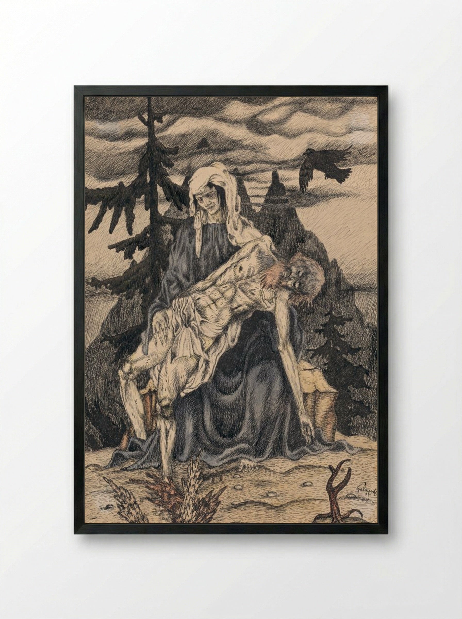 Pieta - Mikuláš Galanda - Framed Print Black