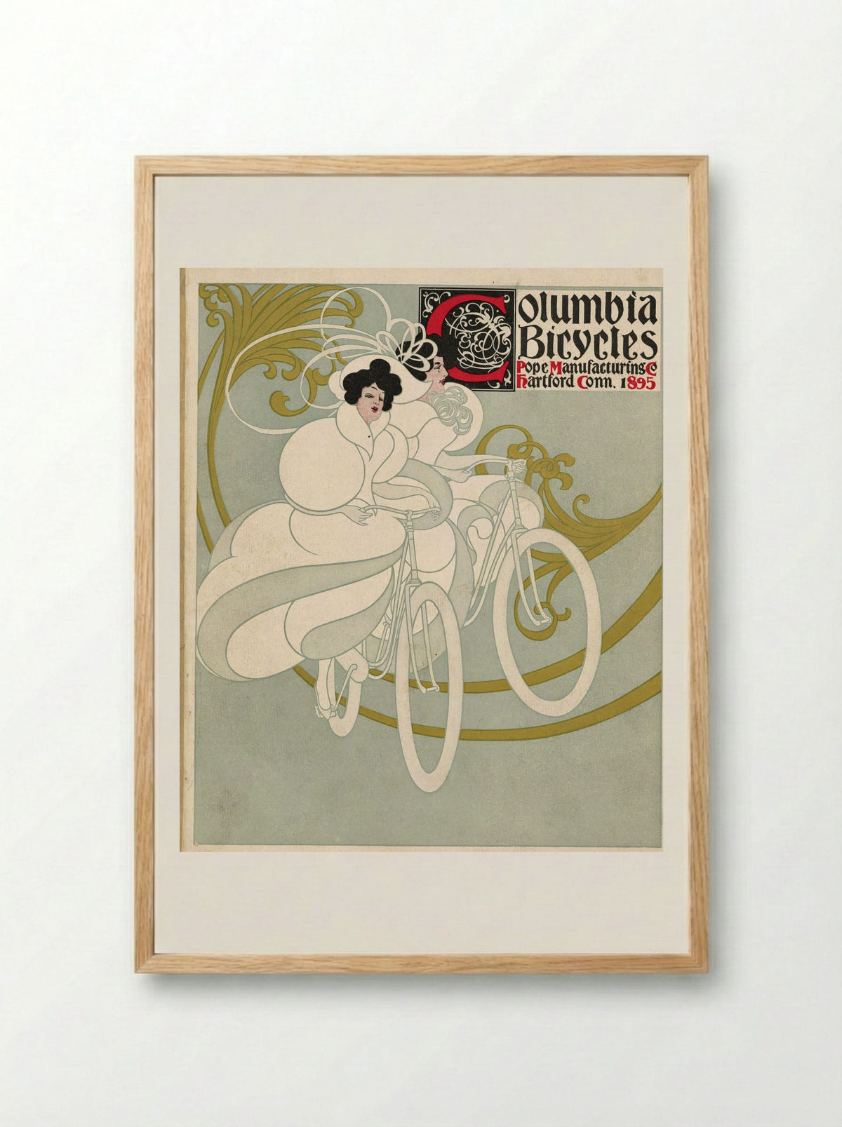 Columbia Bicycles, Pope Manufacturing Co., Hartford, Conn. - Will H. Bradley - Framed Print Wood