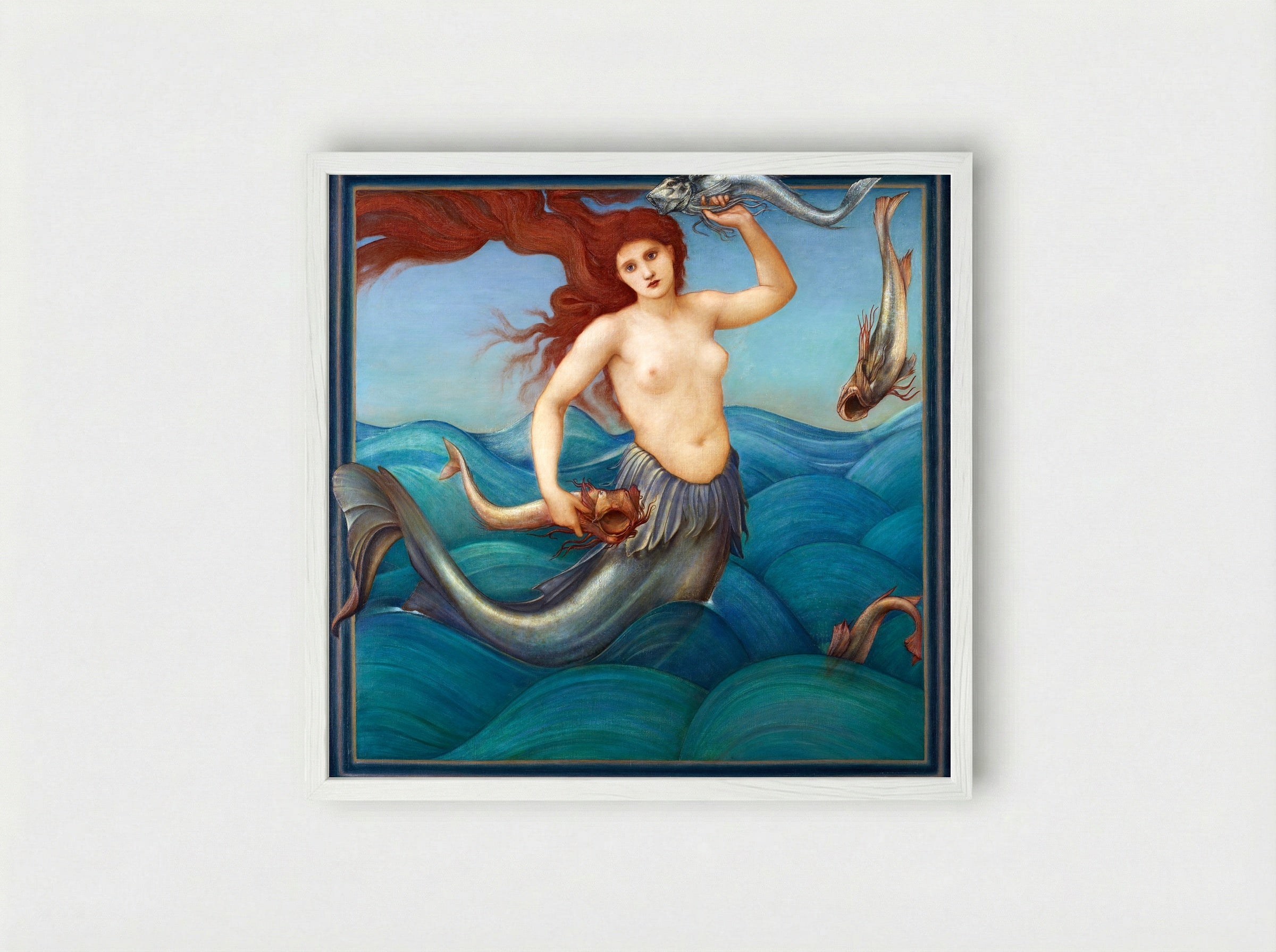 A Sea Nymph - Edward Burne-Jones - Framed Print White