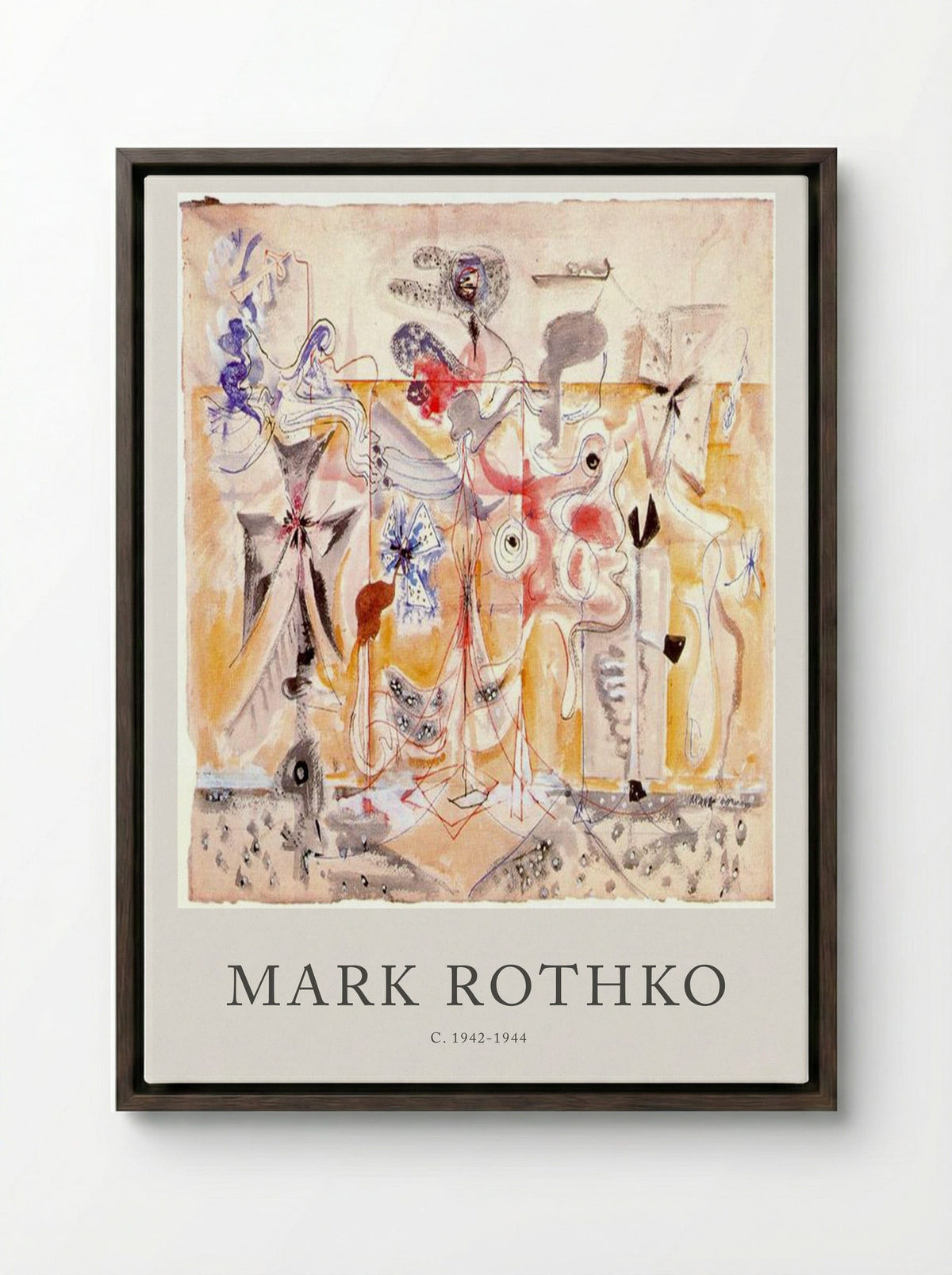 Untitled (Biomorphic Composition) - Mark Rothko - Framed Canvas Dark Wood
