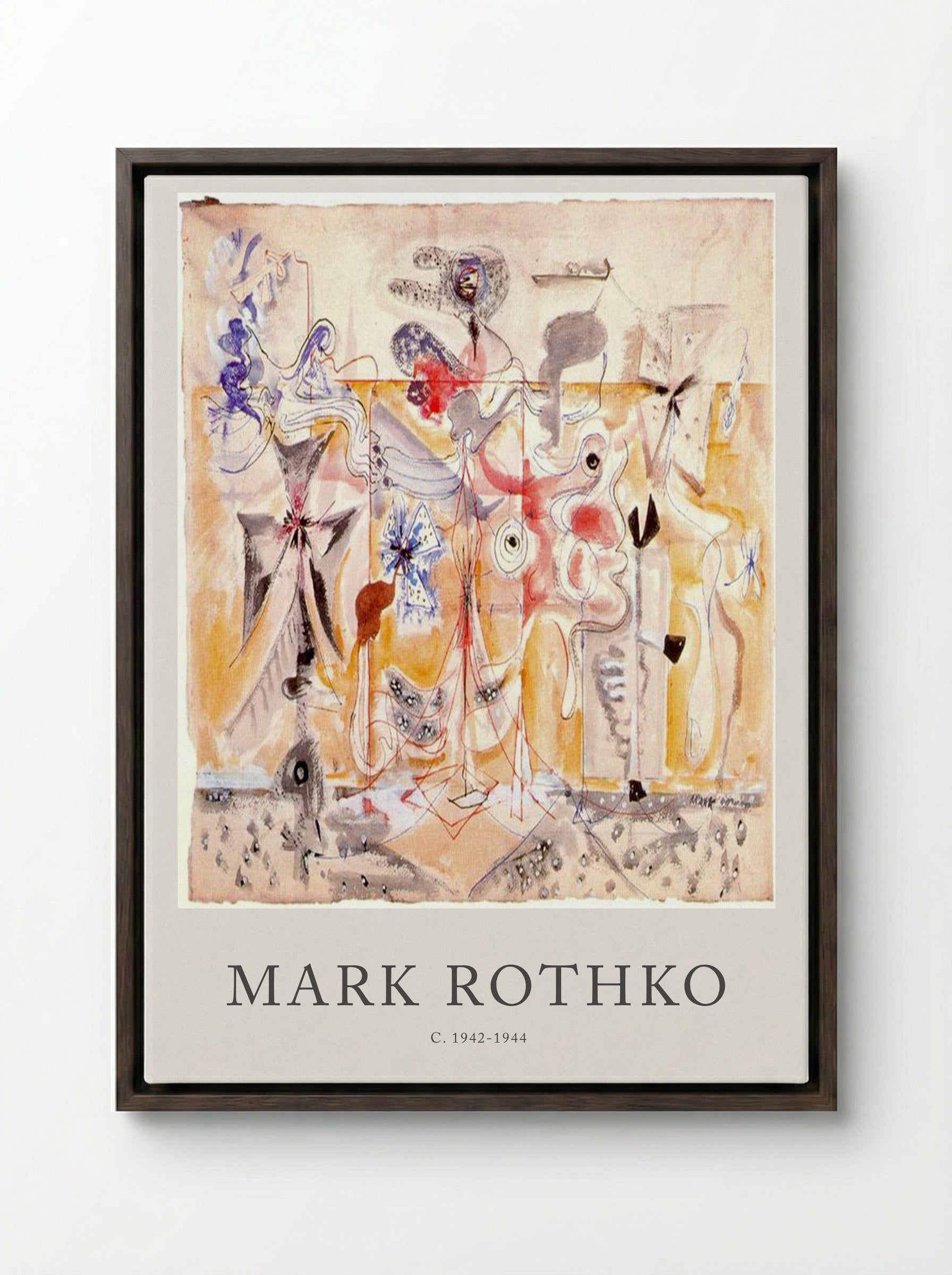 Untitled (Biomorphic Composition) - Mark Rothko - Framed Canvas Dark Wood