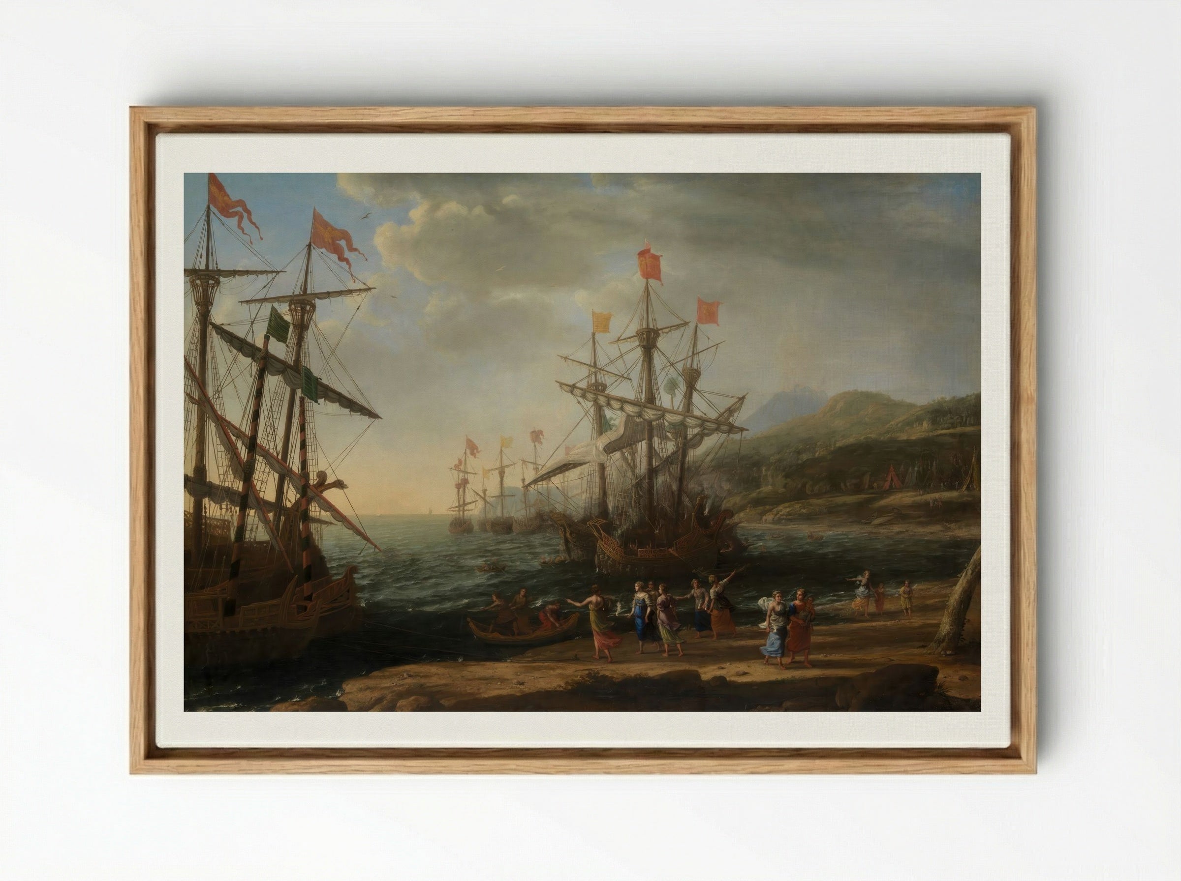 The Trojan Women Setting Fire to Their Fleet - Claude Lorrain - Framed Canvas Wood