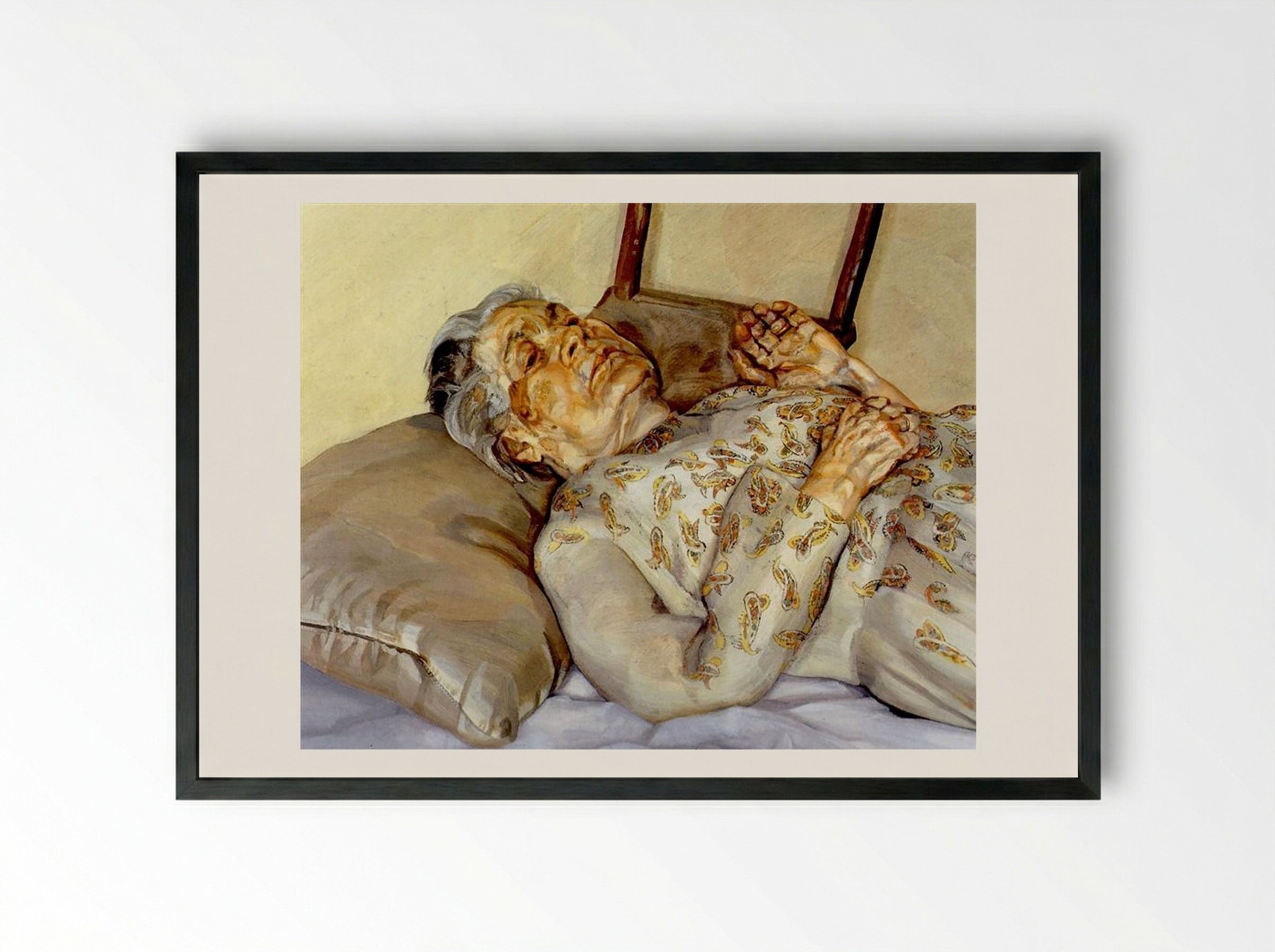 The Painter's Mother Resting III - Lucian Freud - Framed Print Black