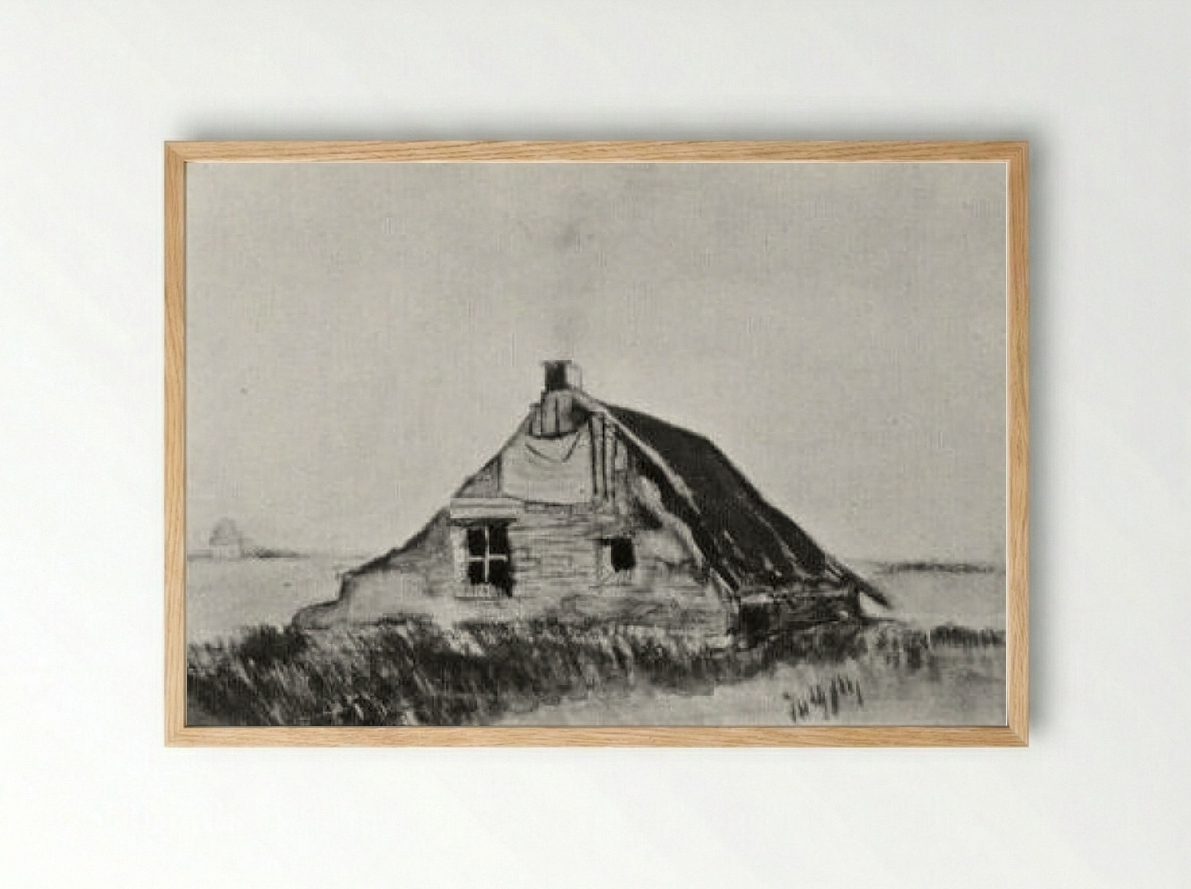 Farmhouse with Dark Roof - Vincent van Gogh - Framed Print Wood