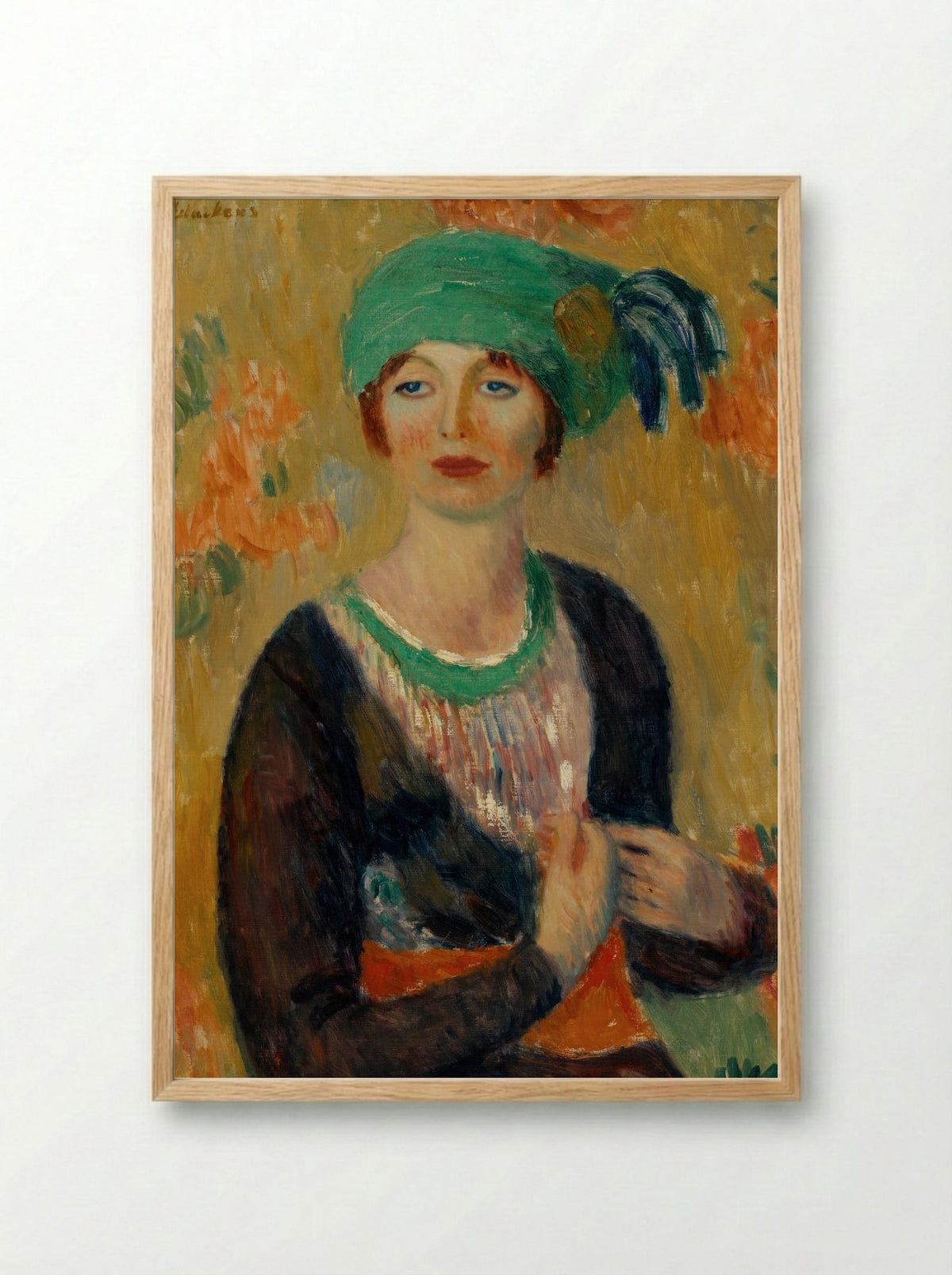 Girl in Green Turban - William James Glackens - Framed Print Wood