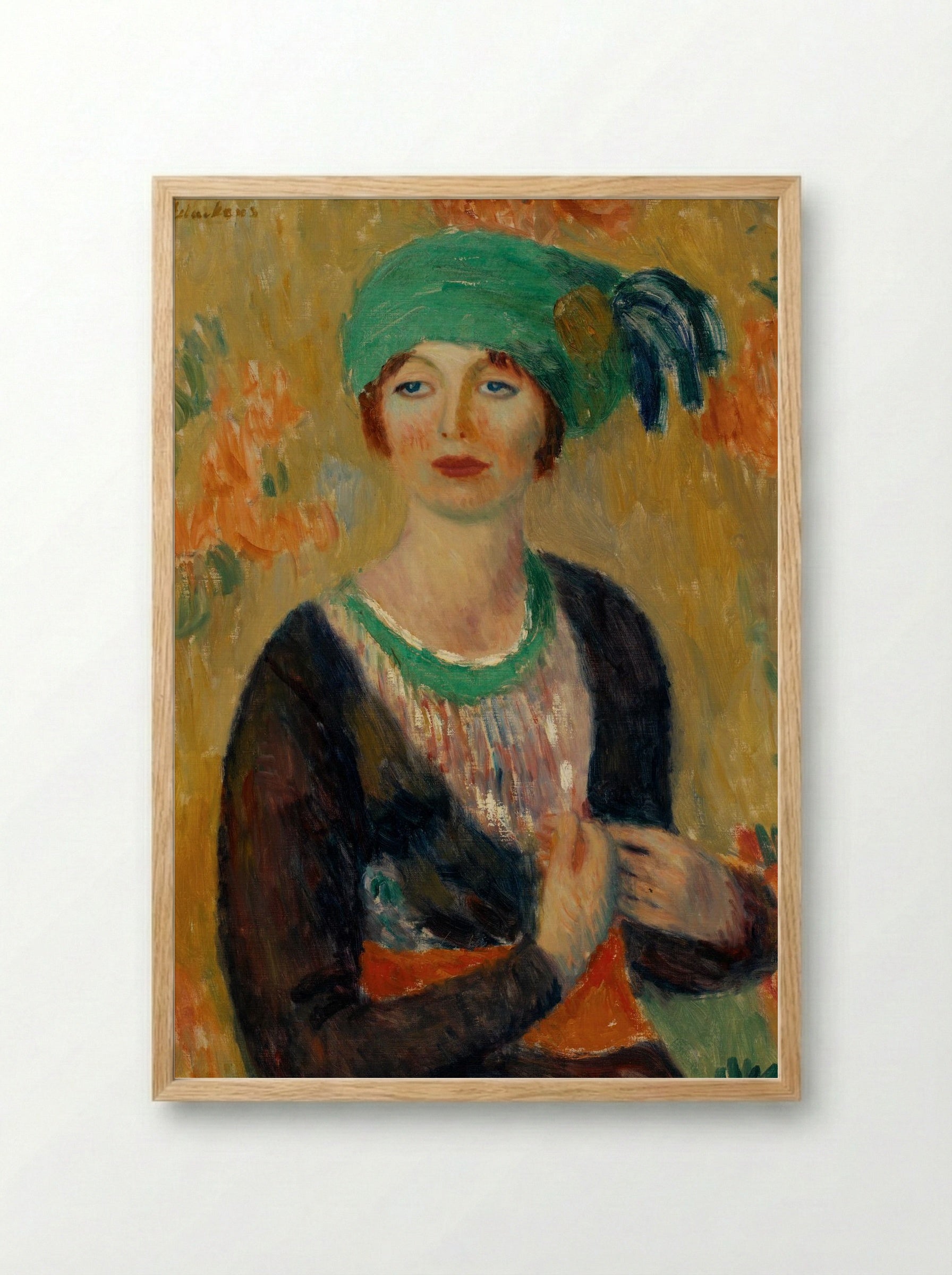 Girl in Green Turban - William James Glackens - Framed Print Wood