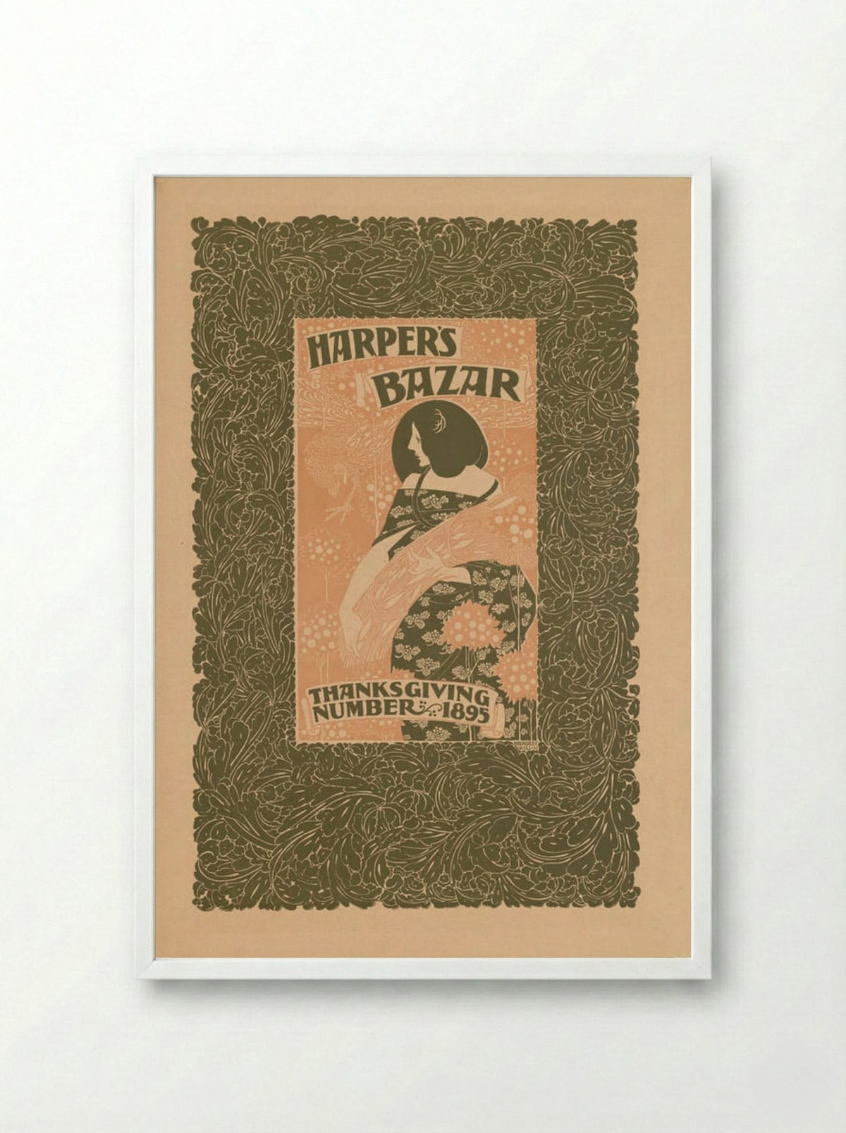 Harper's Bazar, Thanksgiving Number, 1895 - Will H. Bradley - Framed Print White