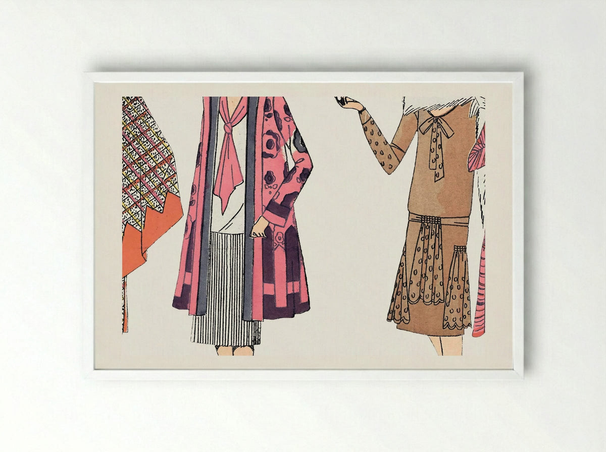 Flapper Dresses (Fashion Plate) - Fine Art Print - Framed Print White