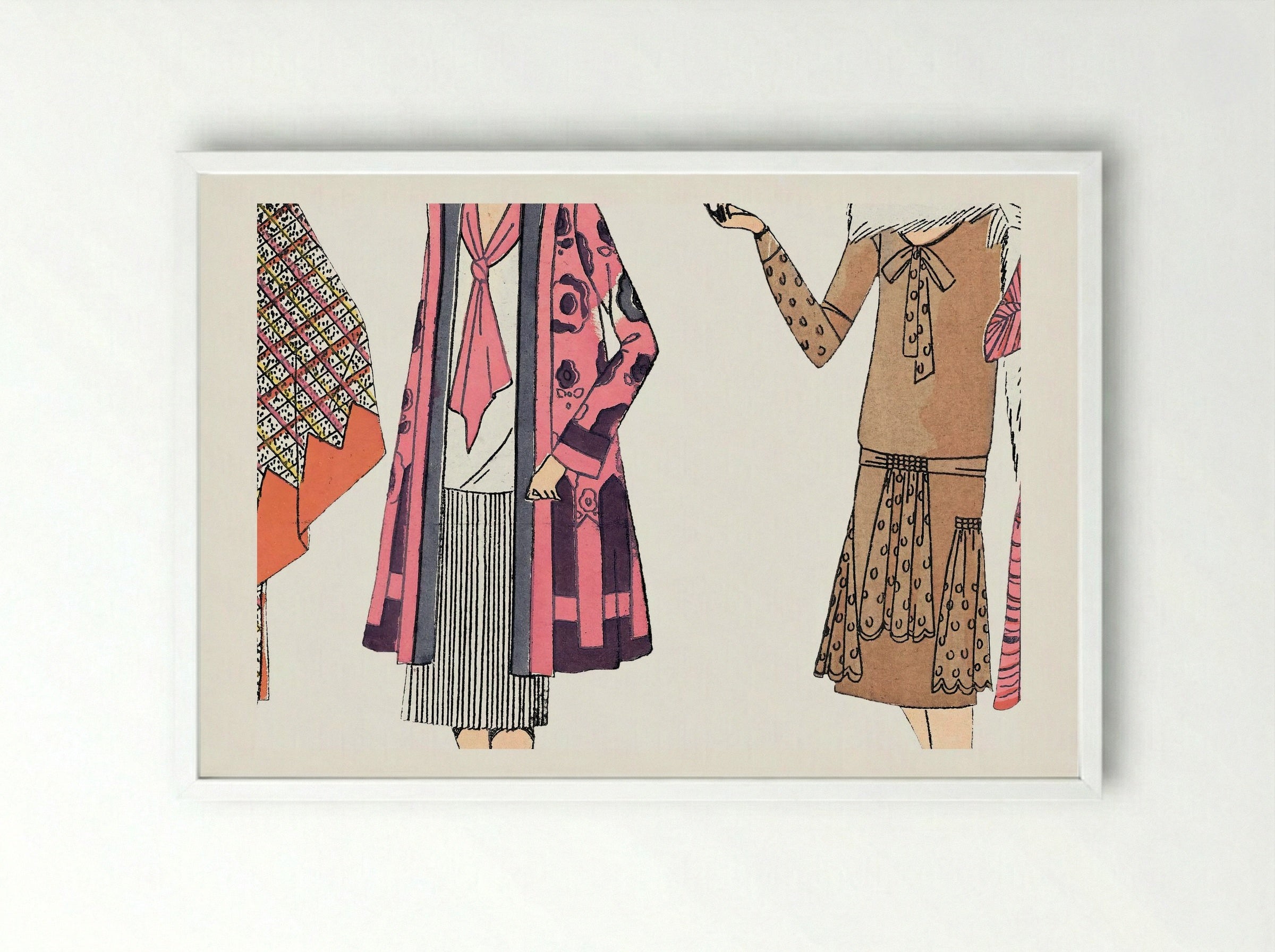 Flapper Dresses (Fashion Plate) - Fine Art Print - Framed Print White