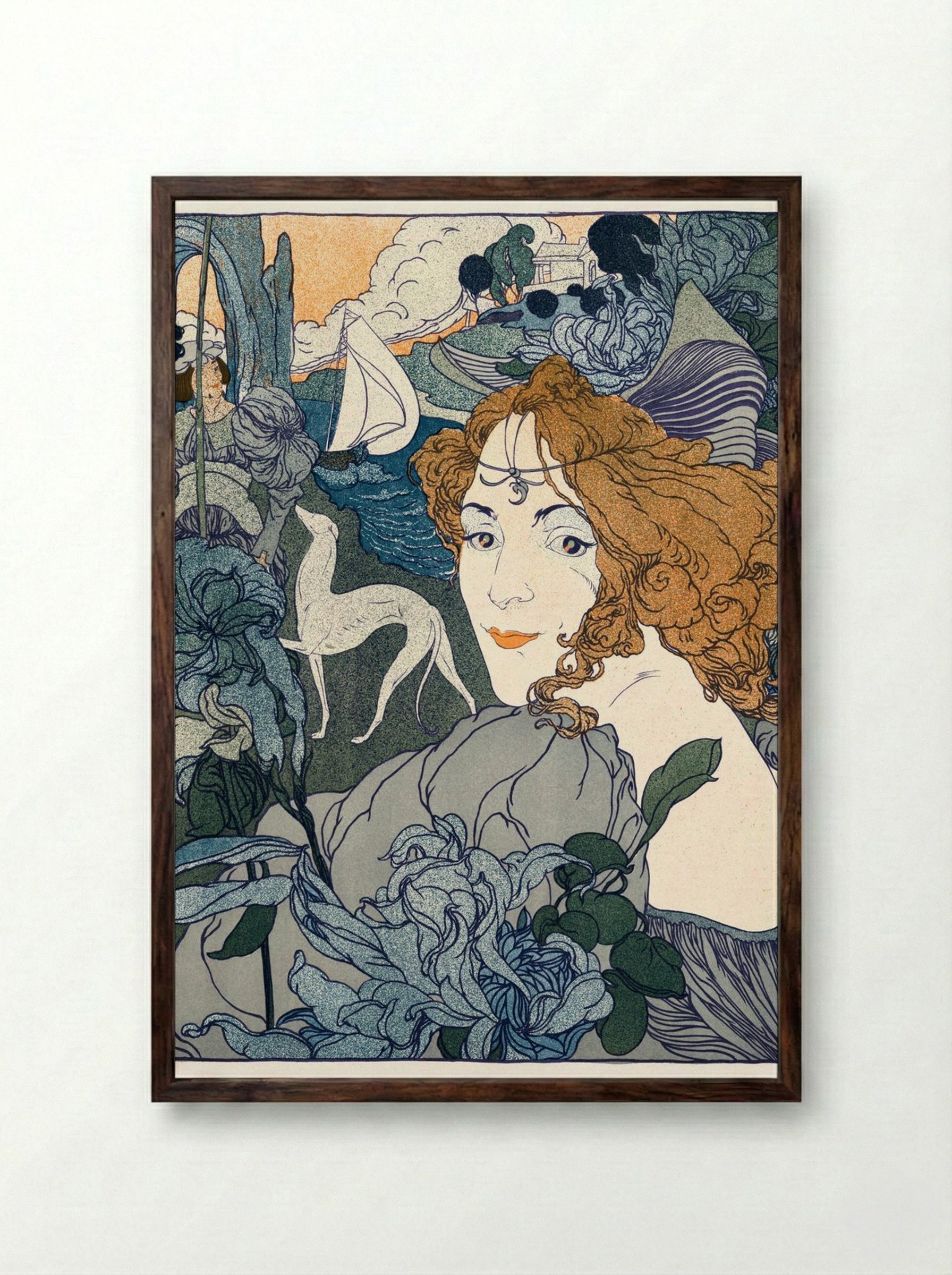 Retour - Georges de Feure - Framed Print Dark Wood