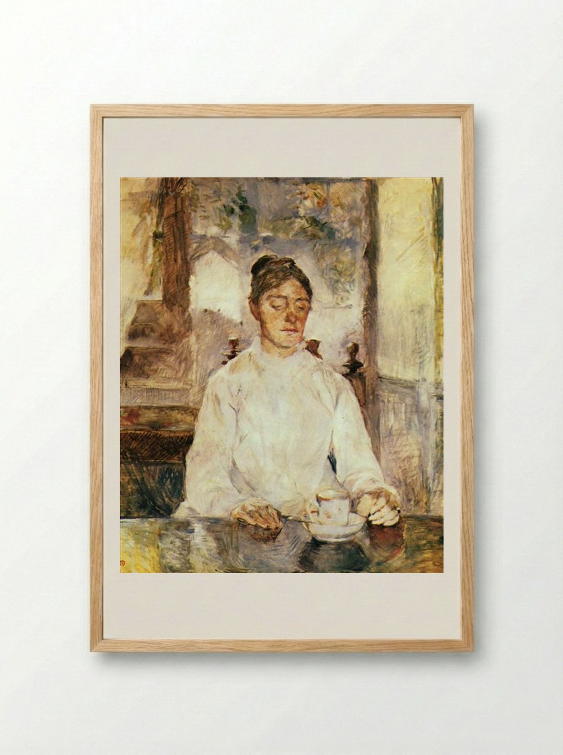 The Artist's Mother, Countess Adèle de Toulouse-Lautrec, at Breakfast - Henri de Toulouse-Lautrec - Framed Print Wood