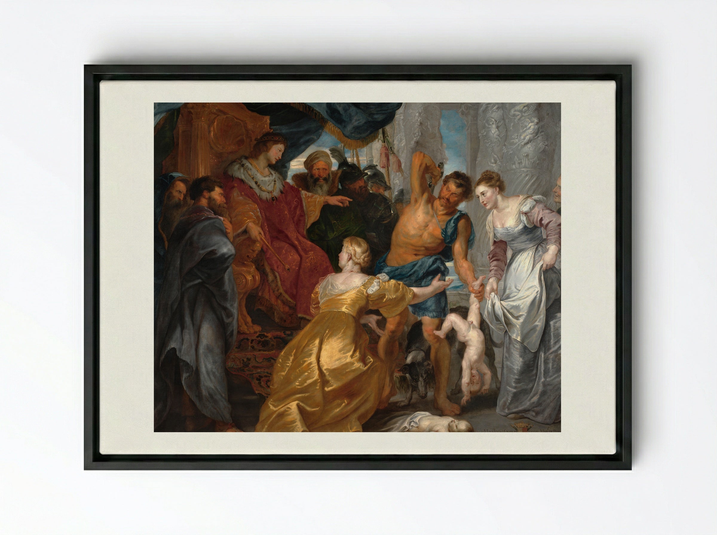 The Judgement of Solomon - Peter Paul Rubens - Framed Canvas Black