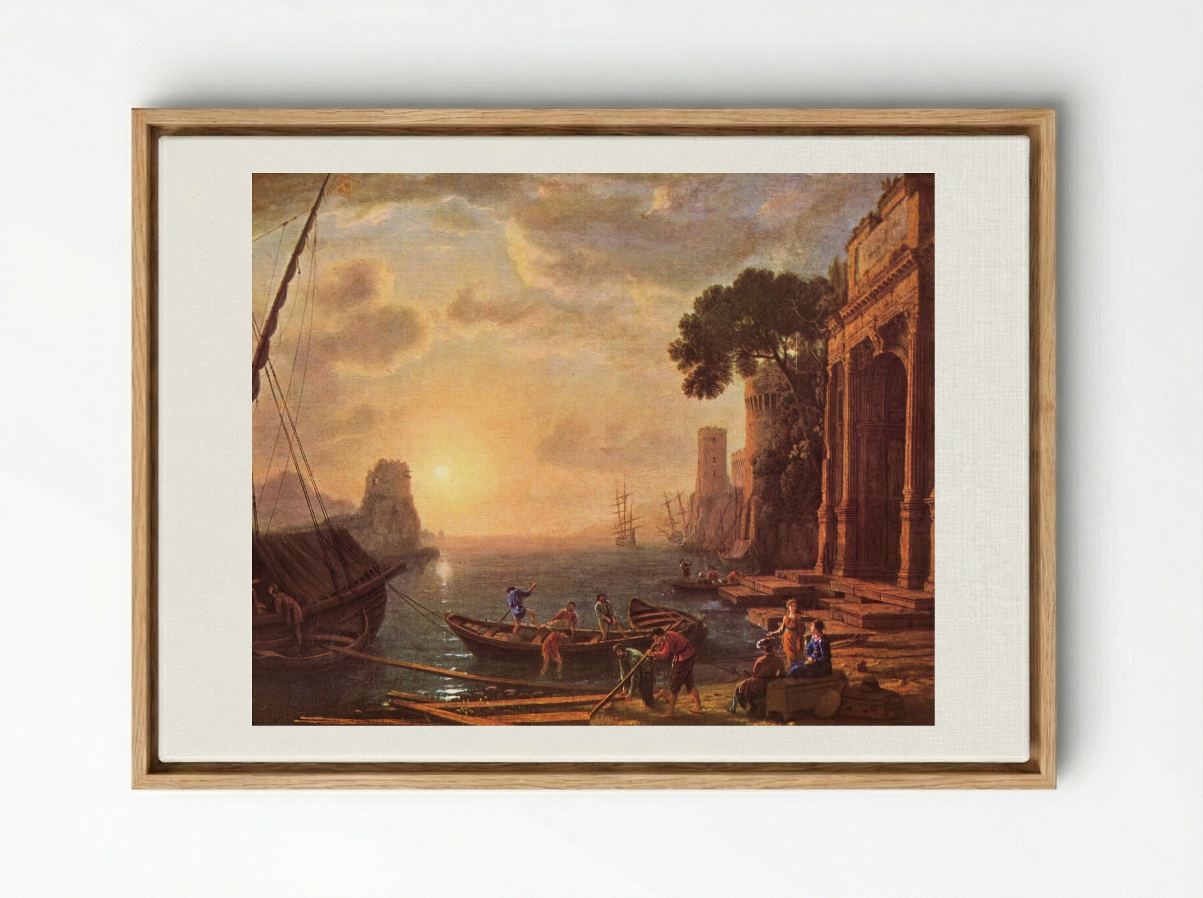 Seaport at Sunset - Claude Lorrain - Framed Canvas Wood
