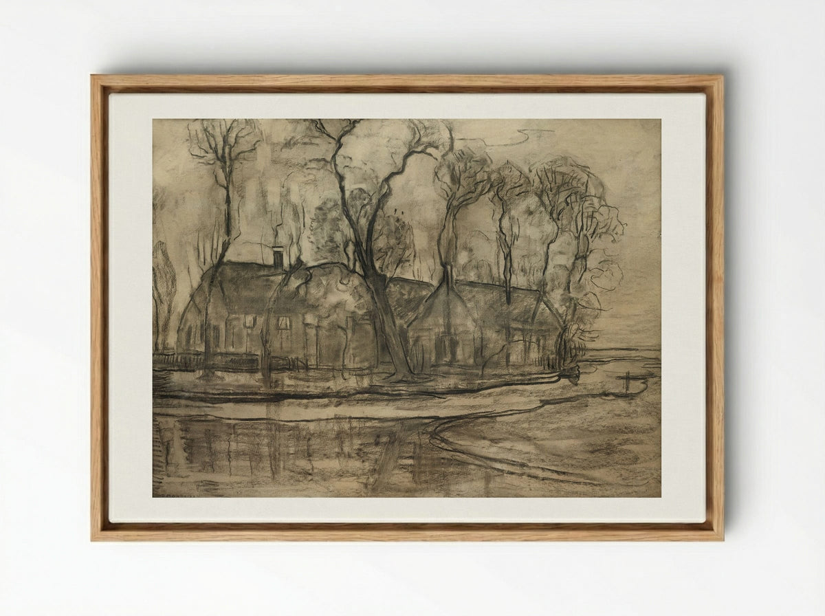 Farm Near Duivendrecht, The Sea - Piet Mondrian - Framed Canvas Wood