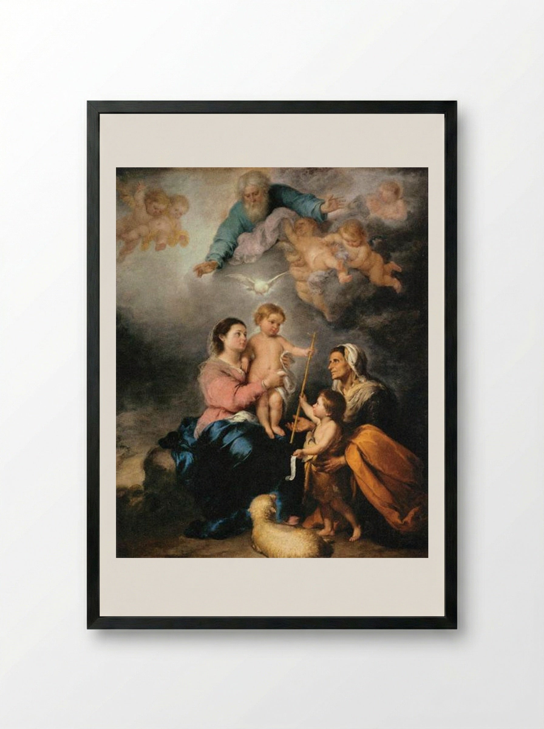 The Holy Family (The Seville Virgin) - Bartolomé Esteban Murillo - Framed Print Black