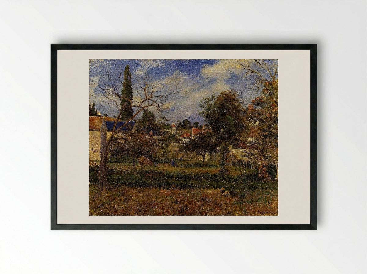 Kitchen Gardens, Pontoise - Camille Pissarro - Framed Print Black