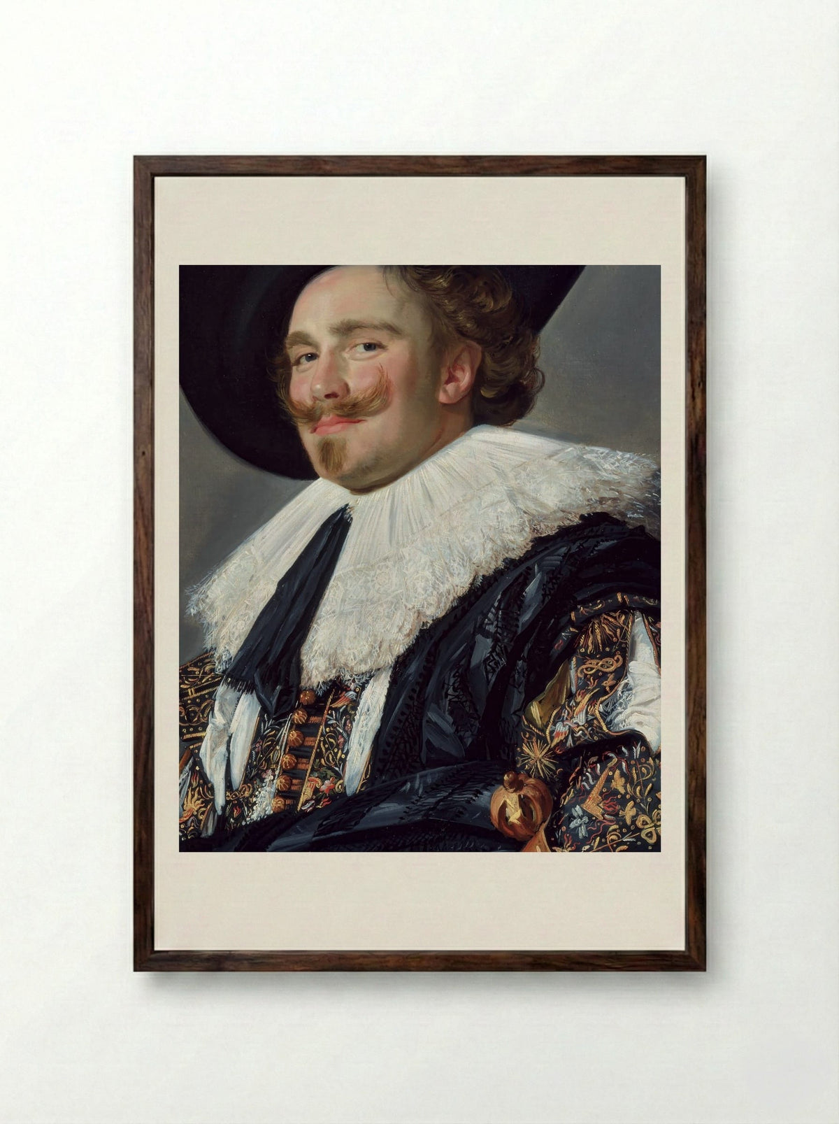 The Merry Cavalier - Frans Hals - Framed Print Dark Wood
