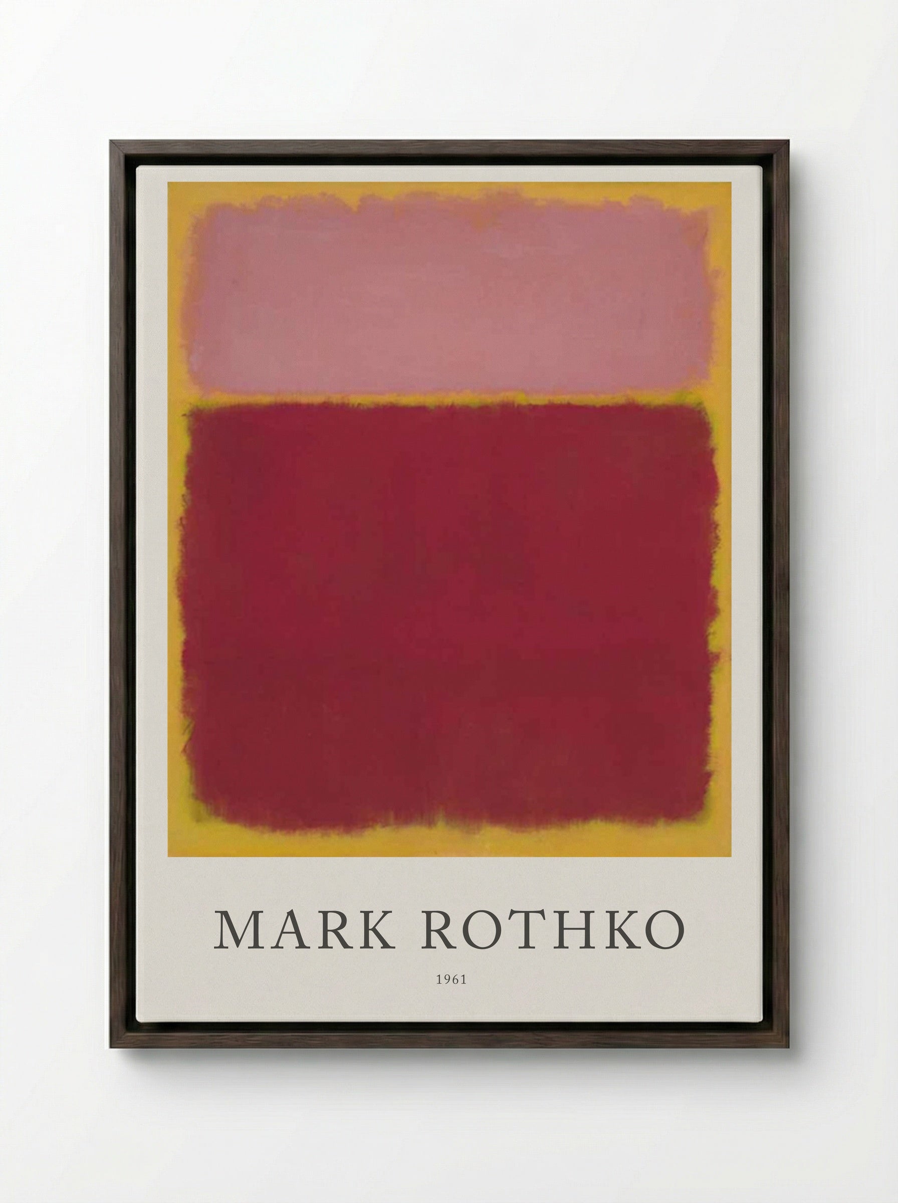 Untitled (Pink and Red over Yellow) - Mark Rothko - Framed Canvas Dark Wood