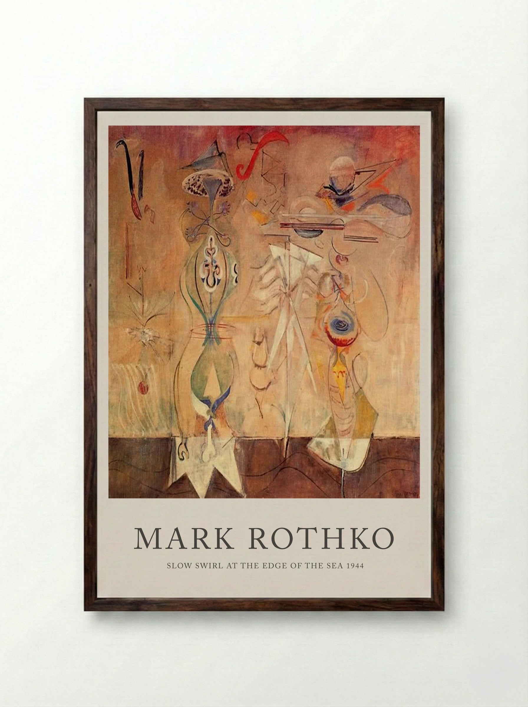 Slow Swirl at the Edge of the Sea - Mark Rothko - Framed Print Dark Wood