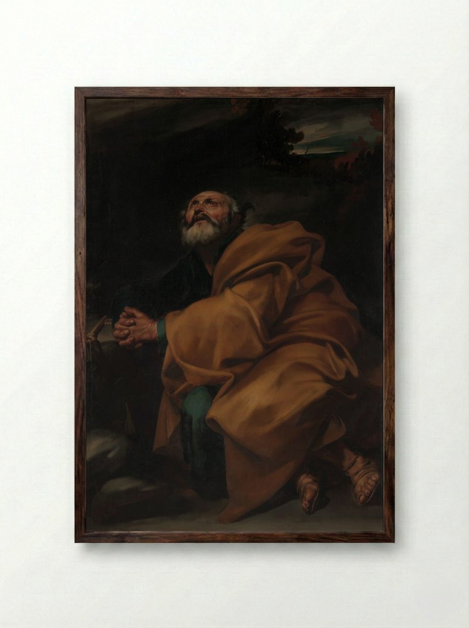 The Tears of Saint Peter - Jusepe de Ribera - Framed Print Dark Wood