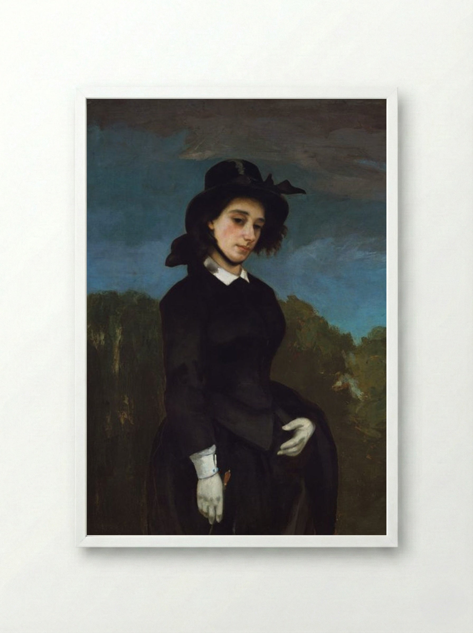 Woman in a Riding Habit ('L'Amazone') - Gustave Courbet - Framed Print White
