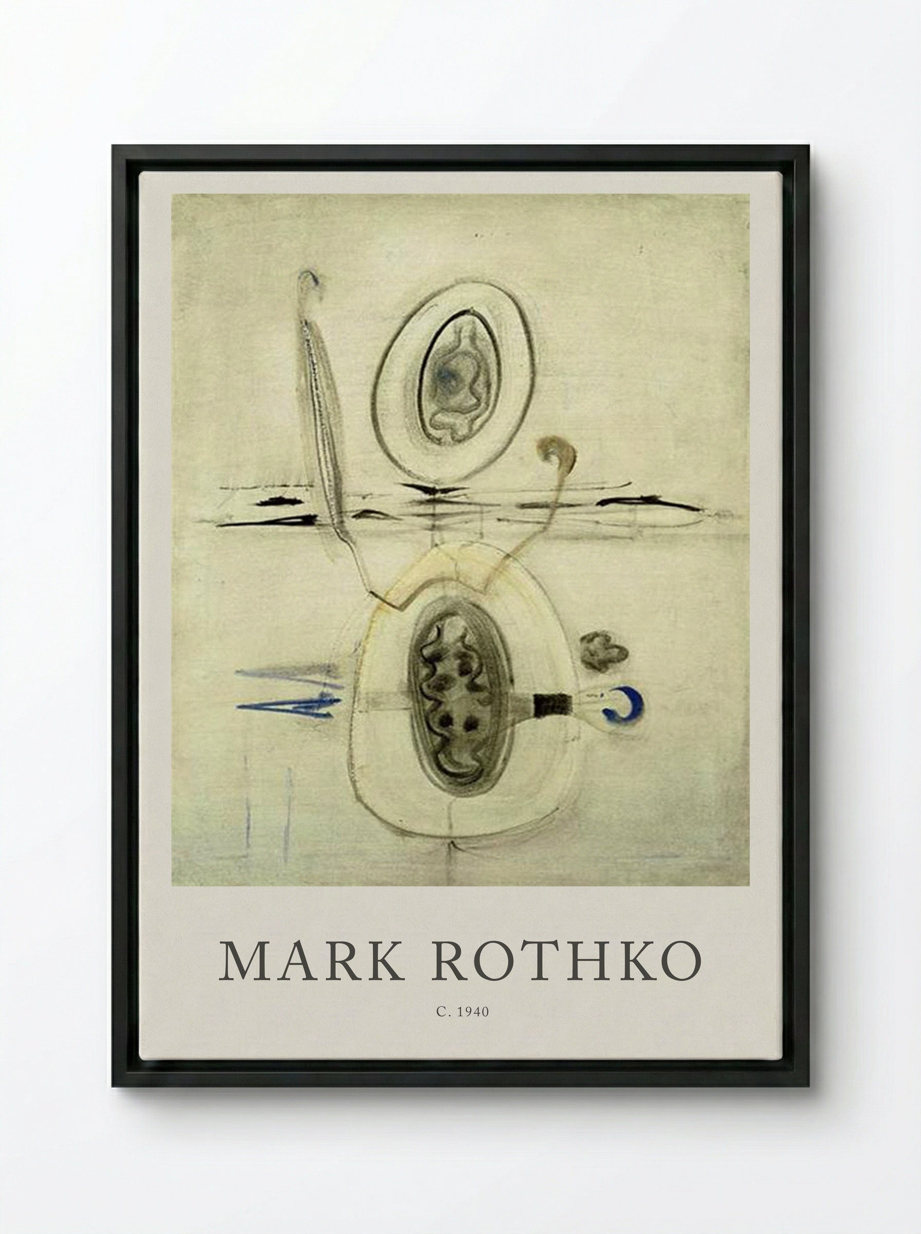Untitled (Biomorphic Composition) - Mark Rothko - Framed Canvas Black