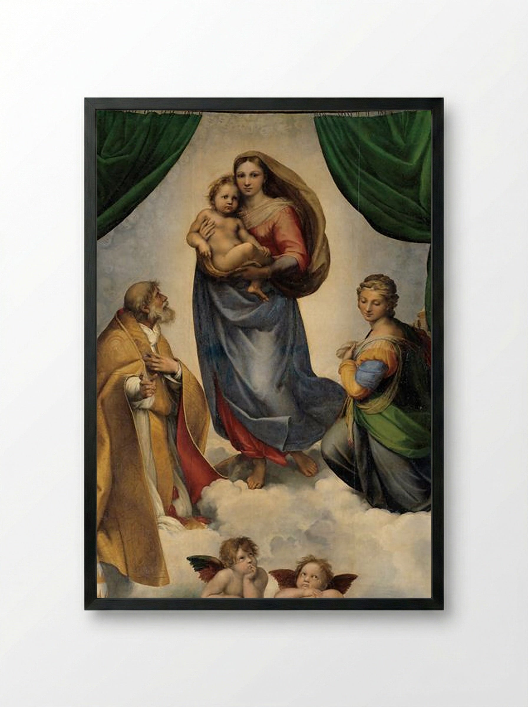 The Sistine Madonna - Raphael - Framed Print Black