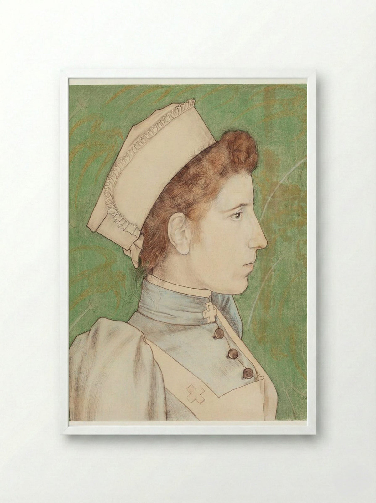 Portrait of Nurse Nelly - Jan Toorop - Framed Print White