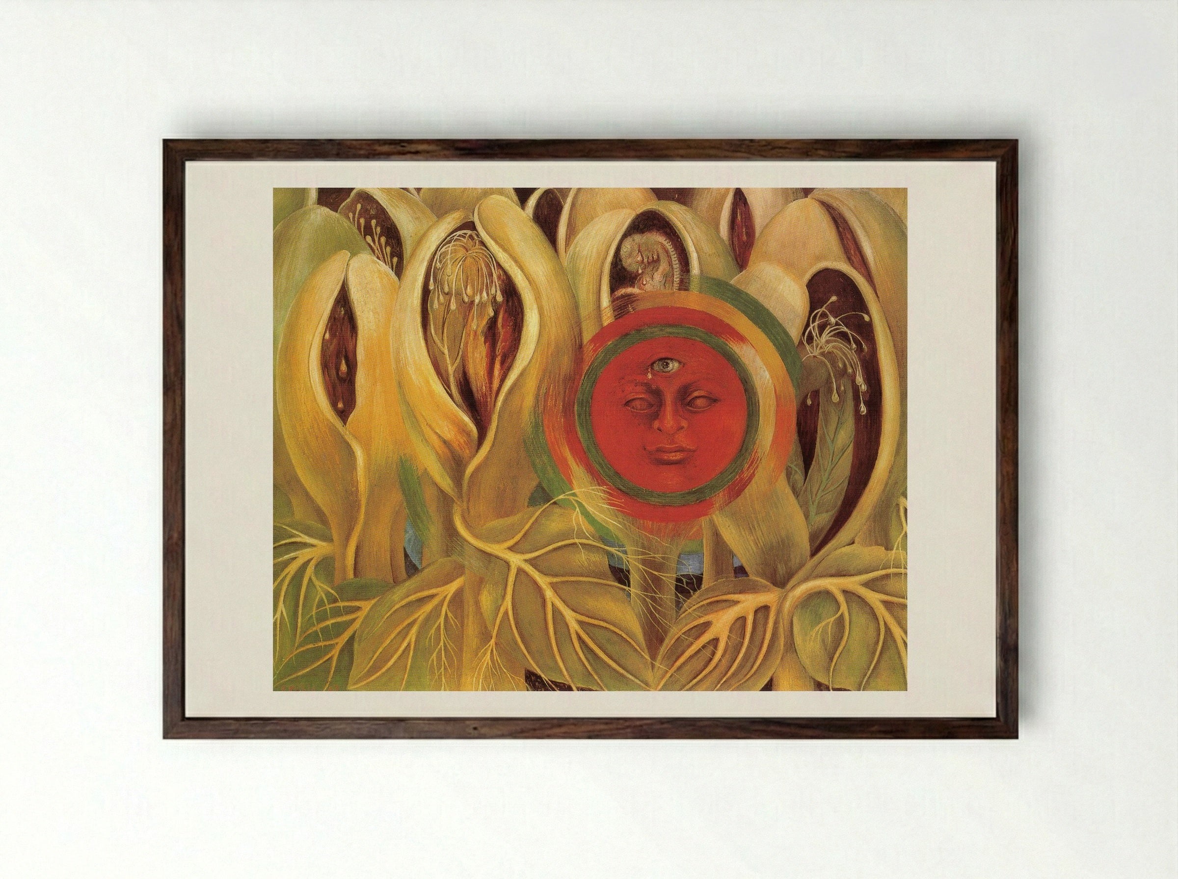 El sol de la vida (Sun and Life) - Frida Kahlo - Framed Print Dark Wood