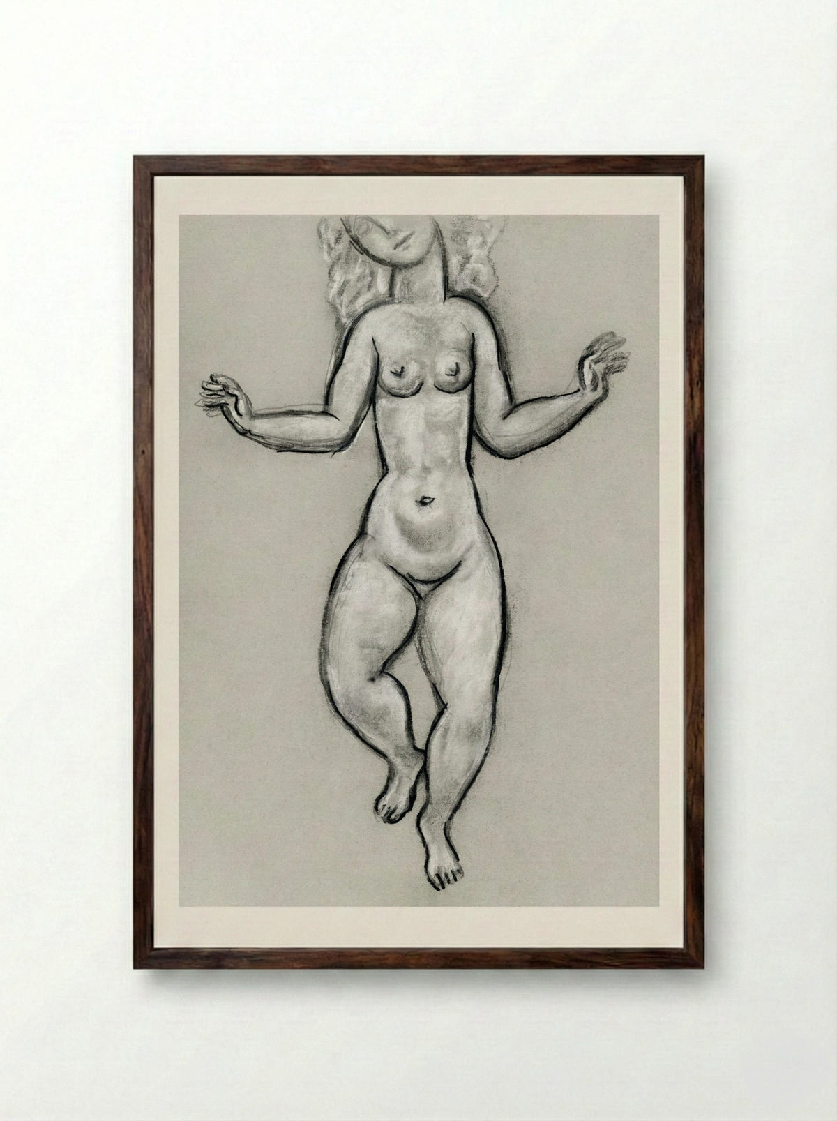 Dancing Naked Woman - Leo Gestel - Framed Print Dark Wood