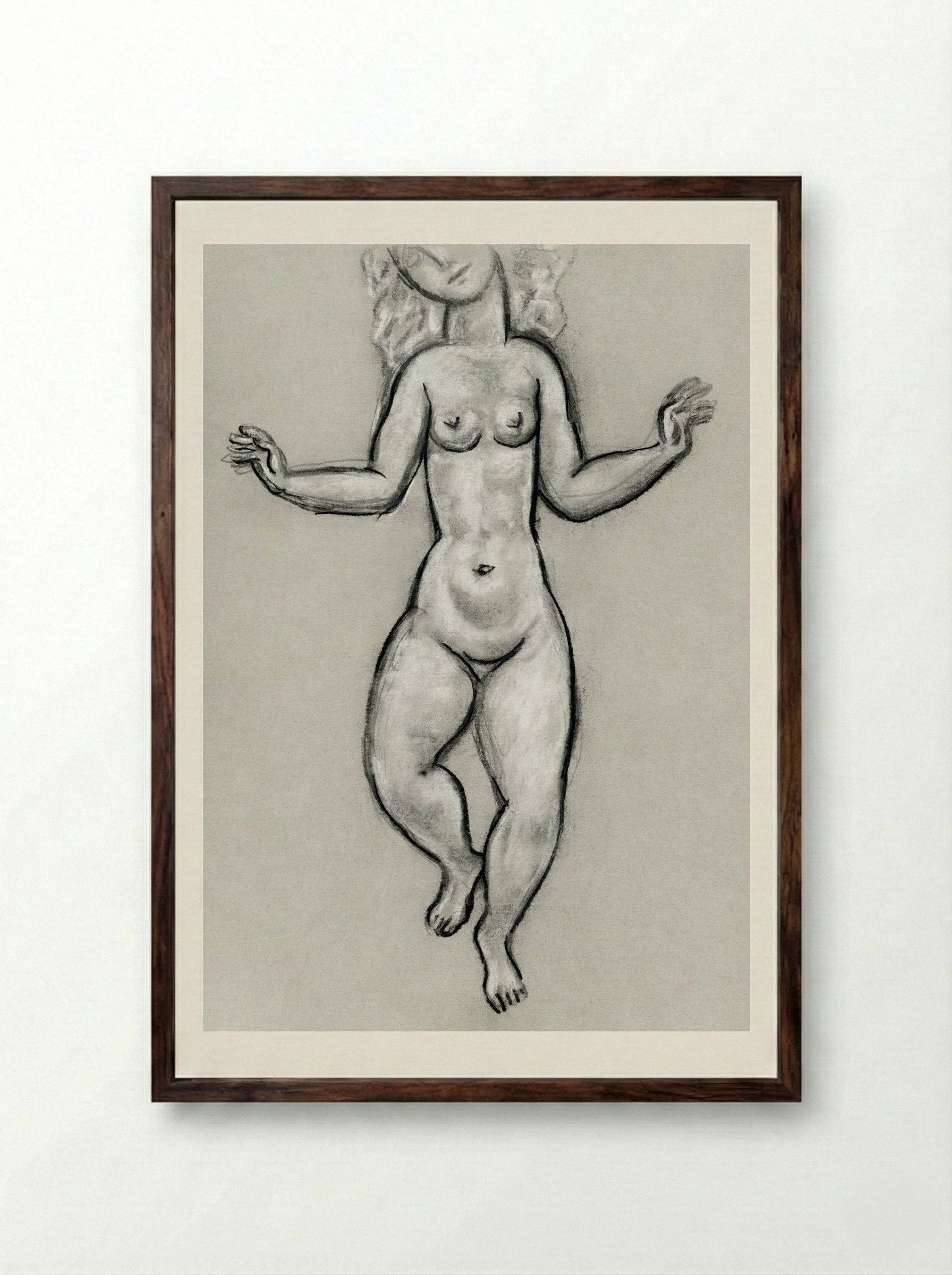 Dancing Naked Woman - Leo Gestel - Framed Print Dark Wood