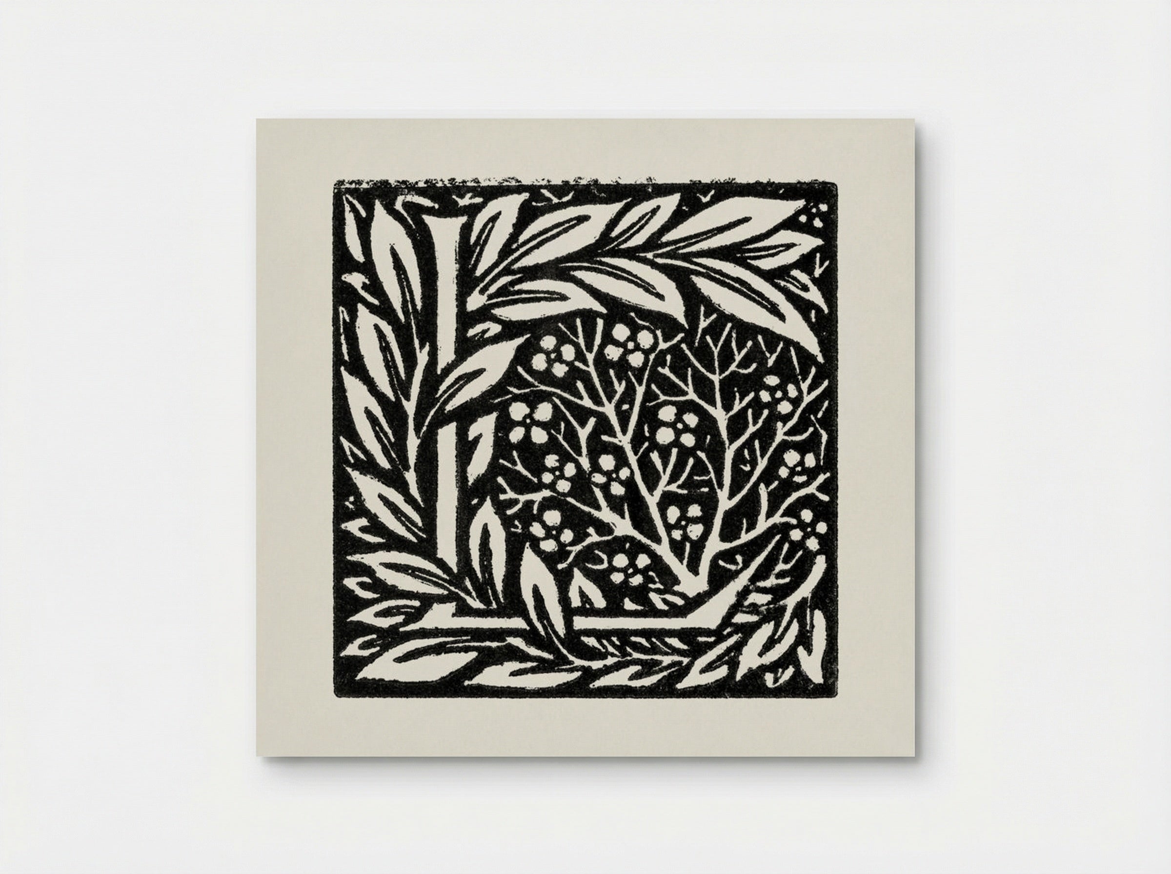 Love is Enough - Initial letter 'L' entwined with Laurel Leaves - William Morris - Poster