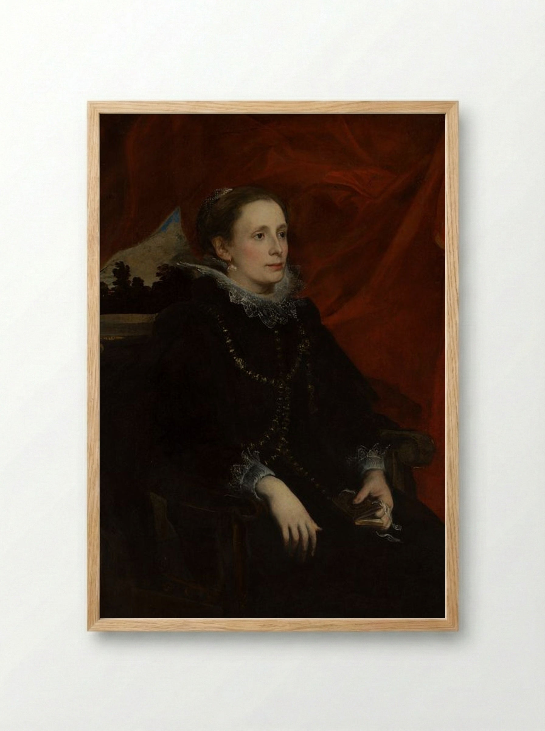 Portrait of a Woman, Called the Marchesa Durazzo - Anthony van Dyck - Framed Print Wood