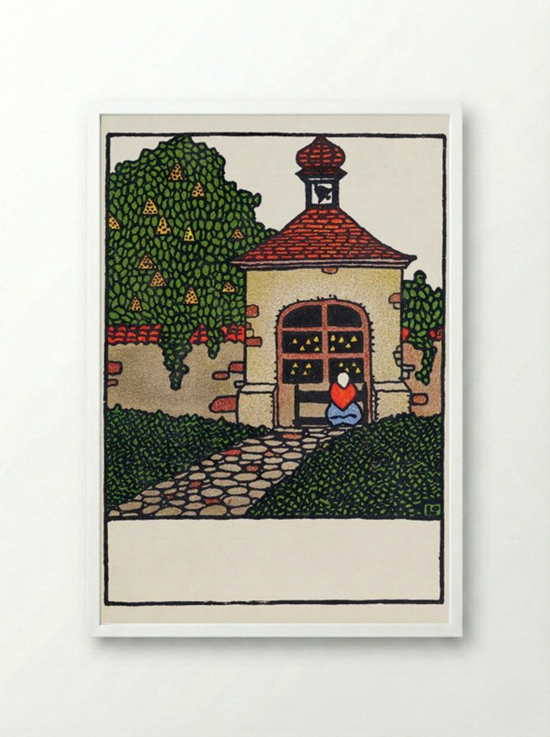 Easter Card with Chapel - Otto Friedrich Carl Lendecke - Framed Print White