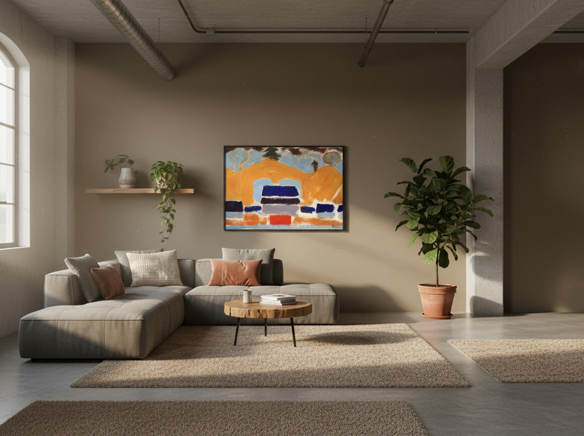 Abstract Landscape with Orange Hills - Fine Art Print - Lifestyle