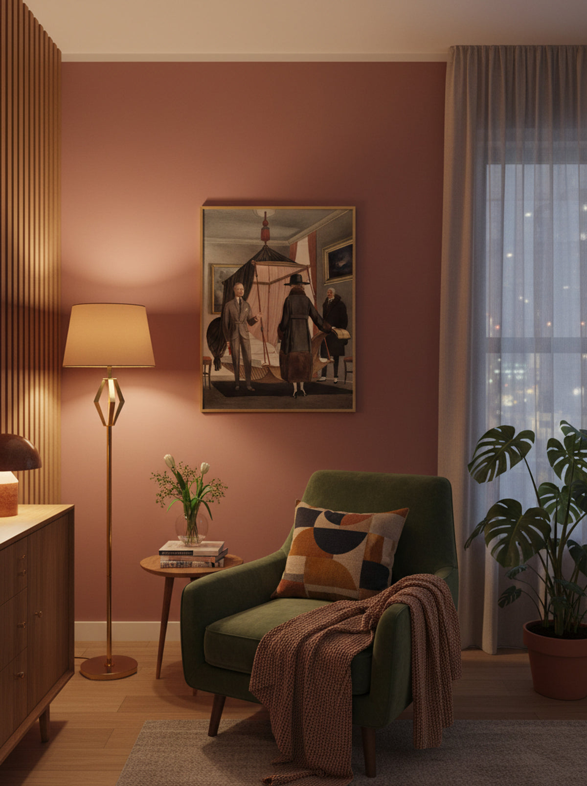 Two Men and a Woman in a Bedroom - Otto Friedrich Carl Lendecke - Lifestyle