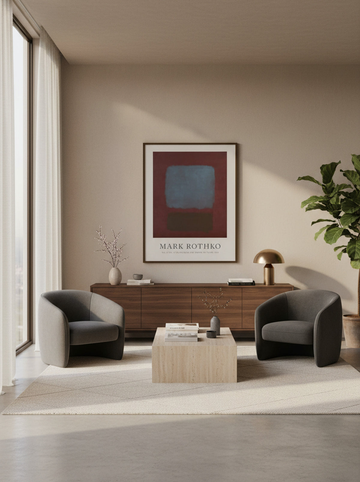 No. 37 No. 19 (Slate Blue and Brown on Plum) - Mark Rothko - Lifestyle