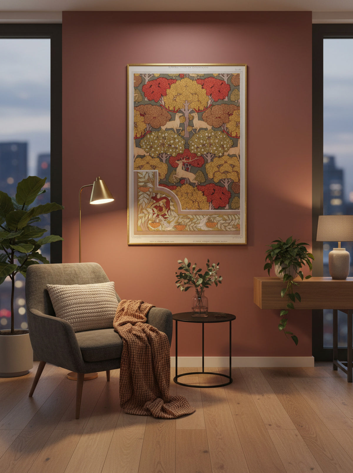 Cerfs et Arbres (Wallpaper Design with Deer and Trees) - Maurice Pillard Verneuil - Lifestyle