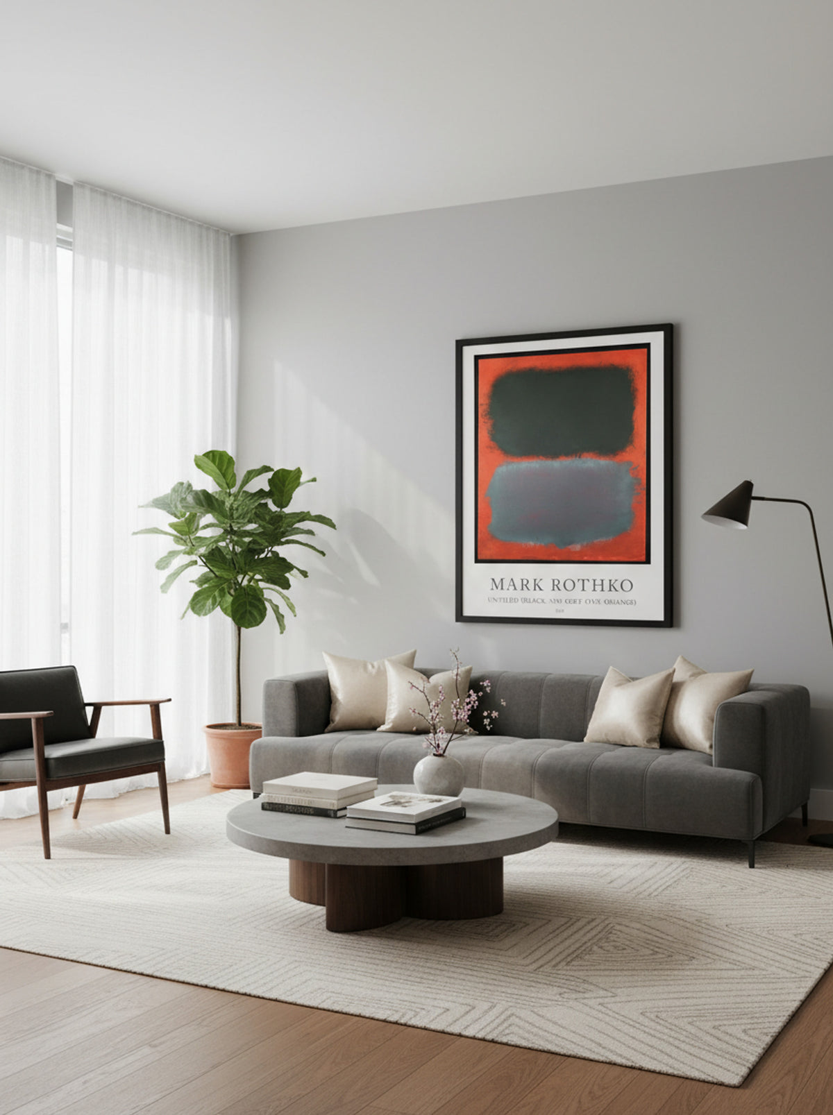 Untitled (Black and Grey Over Orange) - Mark Rothko - Lifestyle