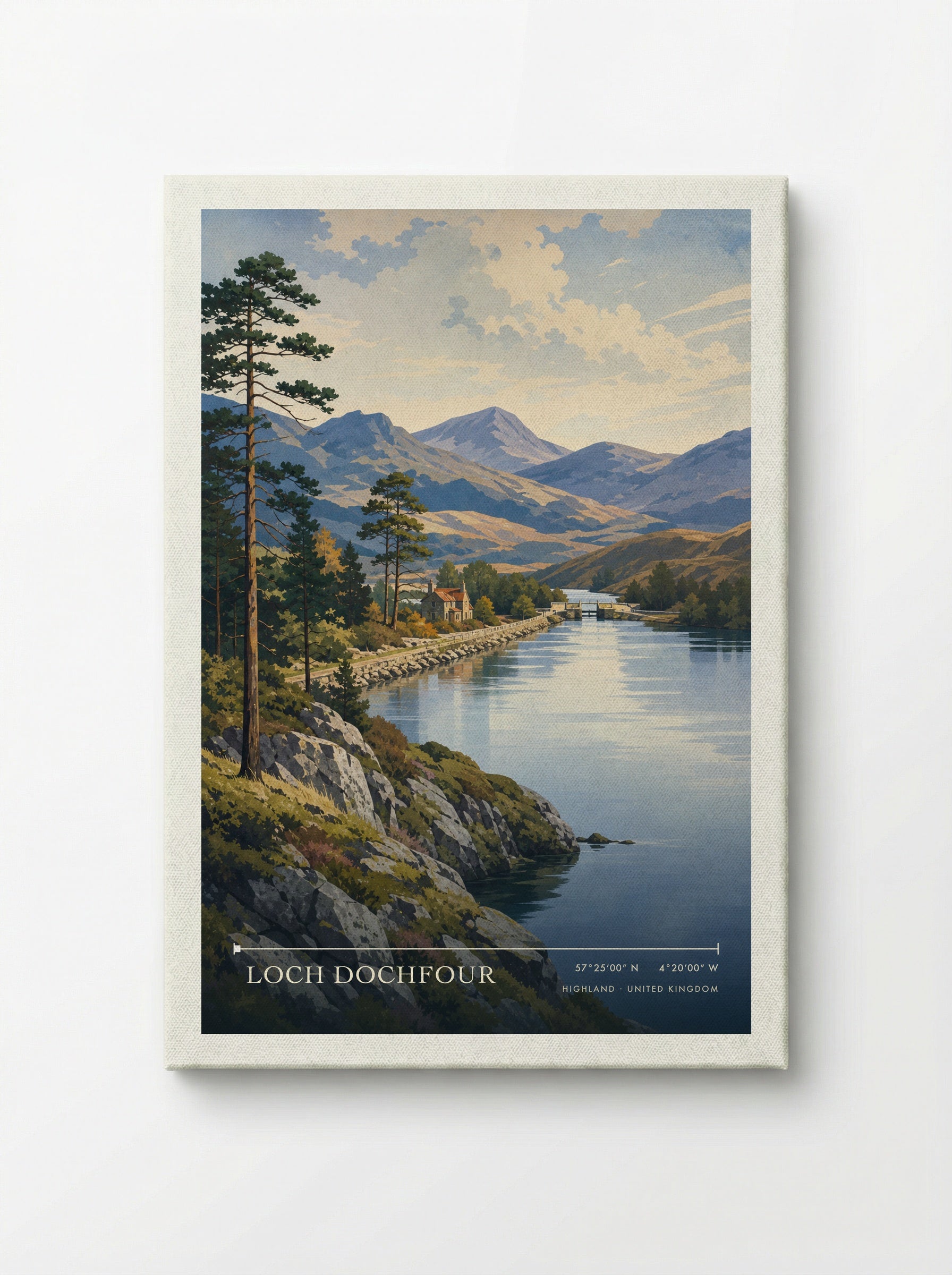 Loch Dochfour Highland United Kingdom Travel Poster - Canvas