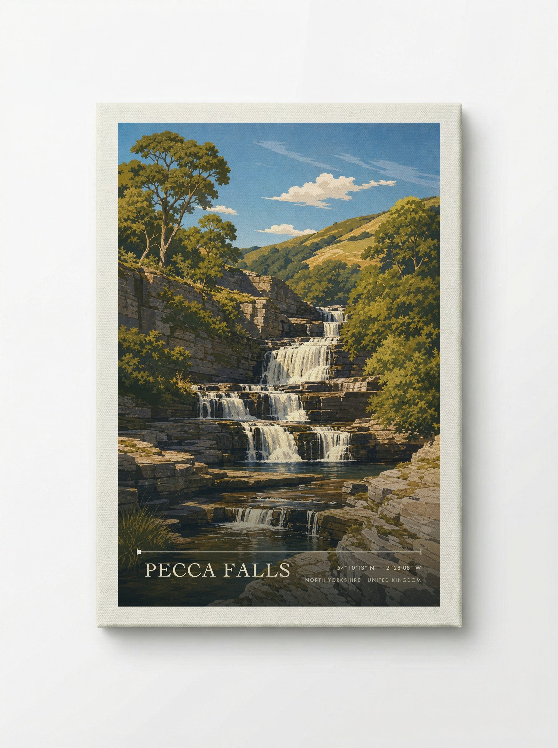 Pecca Falls North Yorkshire United Kingdom Travel Poster - Canvas