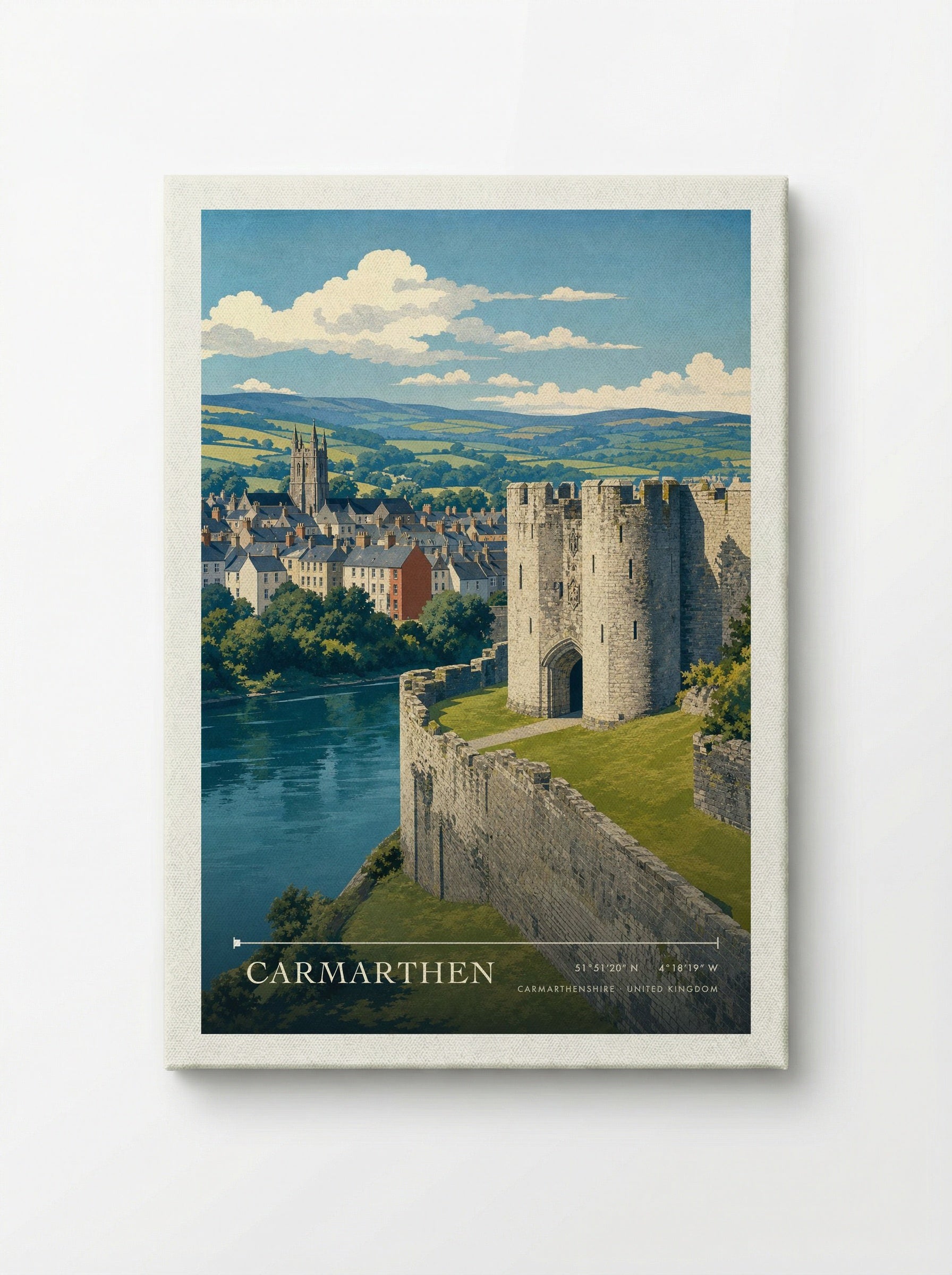 Carmarthen Carmarthenshire United Kingdom Travel Poster - Canvas